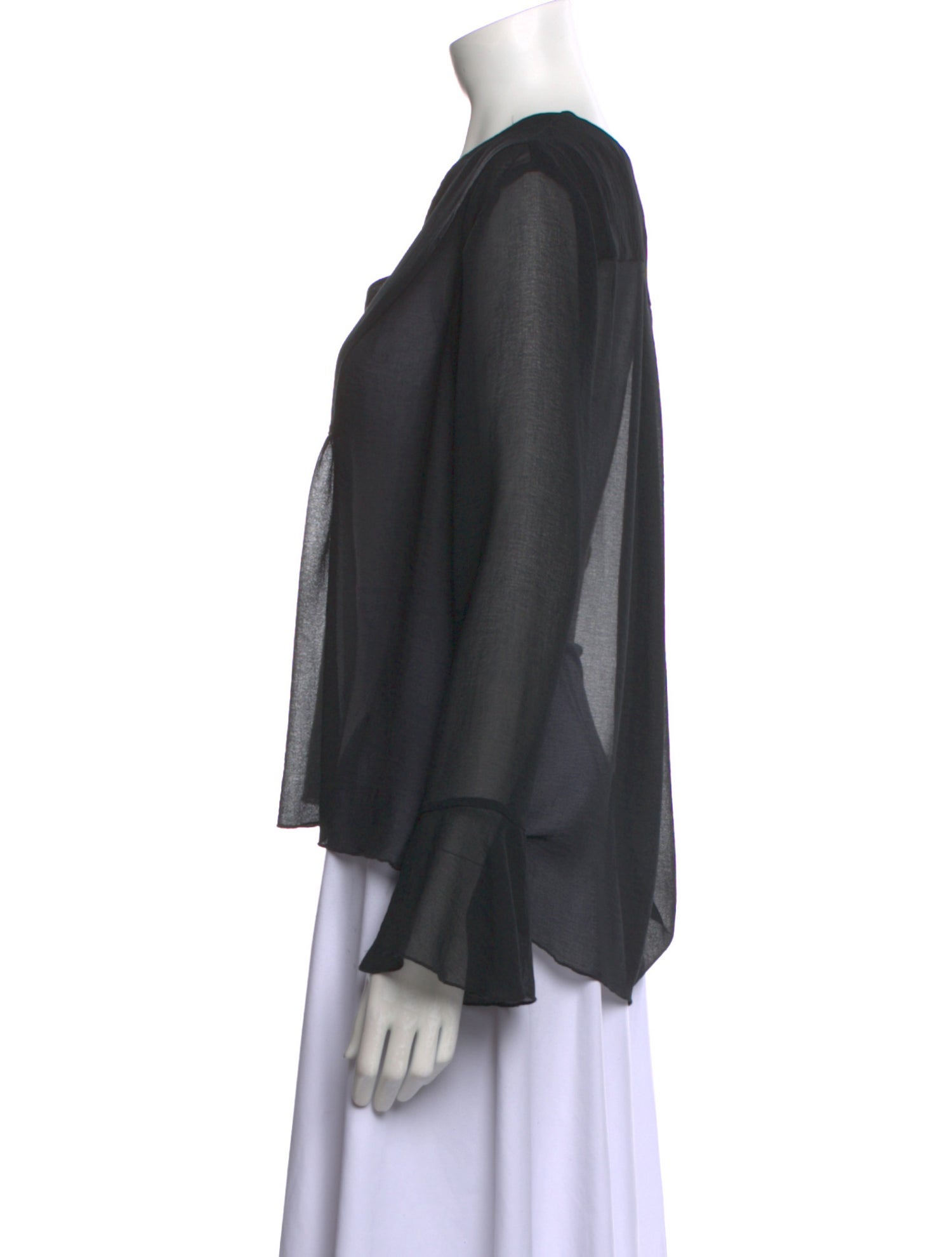 ATM Anthony Thomas Melillo V-Neck Long Sleeve Blouse