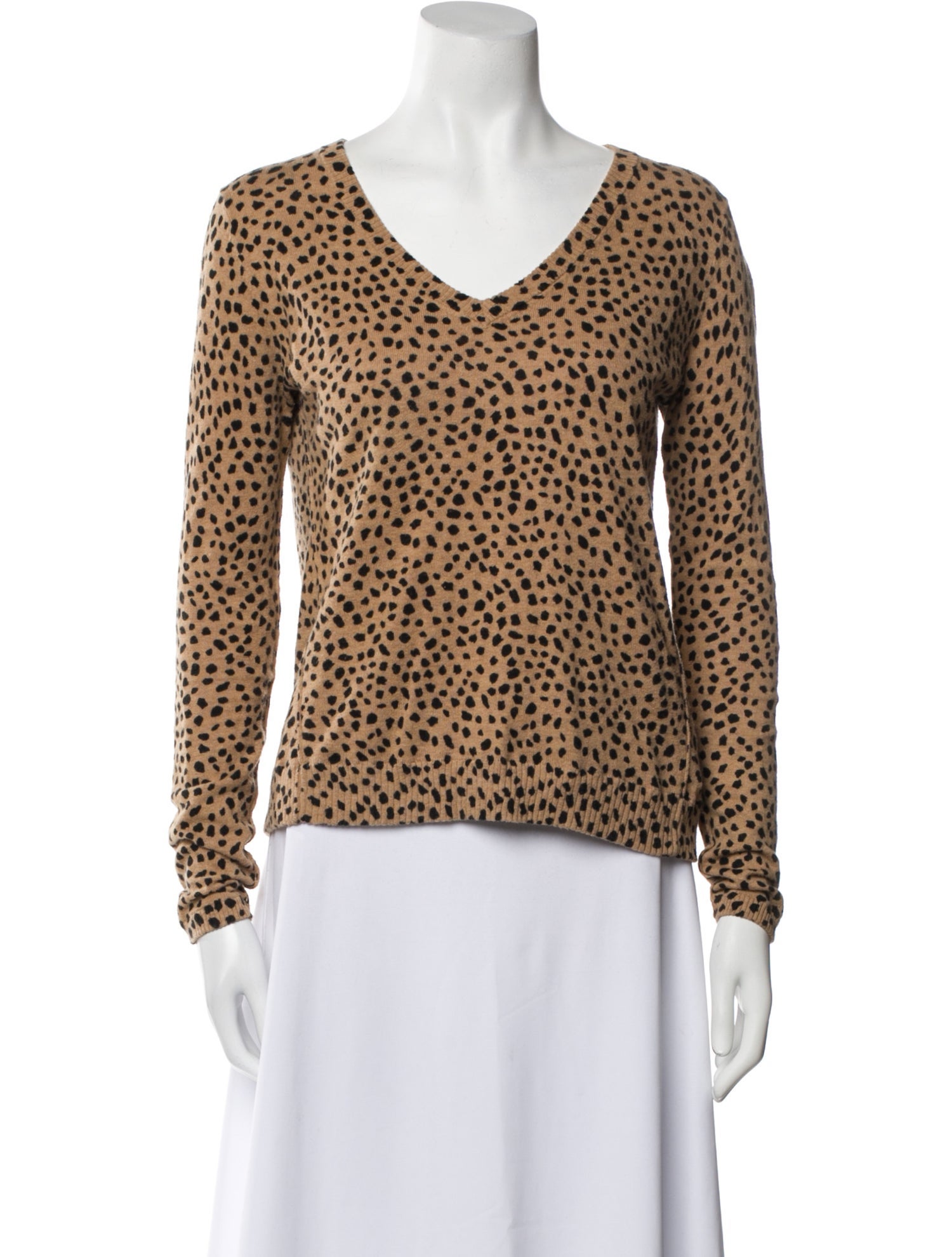ATM Anthony Thomas Melillo Animal Print V-Neck Sweater