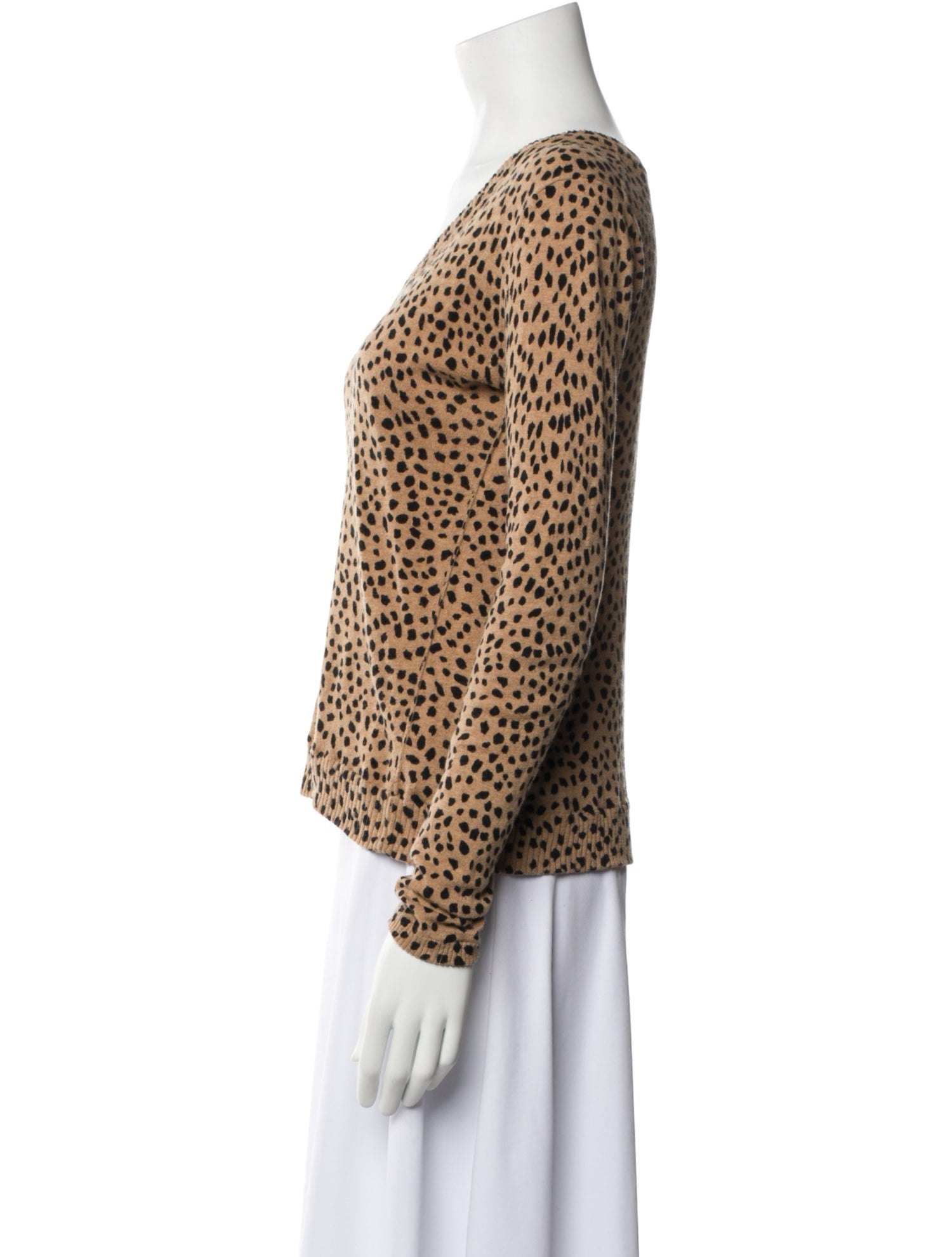 ATM Anthony Thomas Melillo Animal Print V-Neck Sweater
