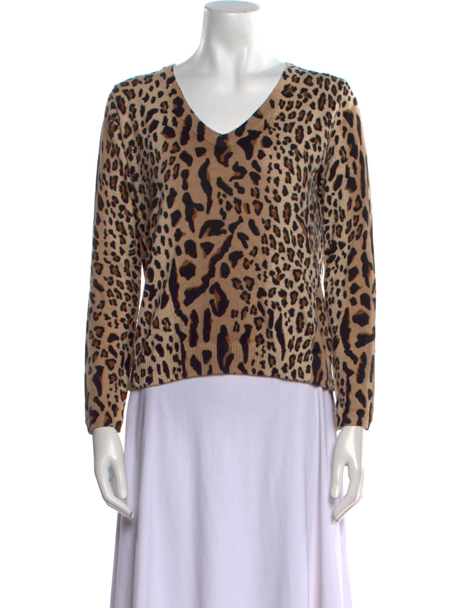 ATM Anthony Thomas Melillo Animal Print V-Neck Sweater