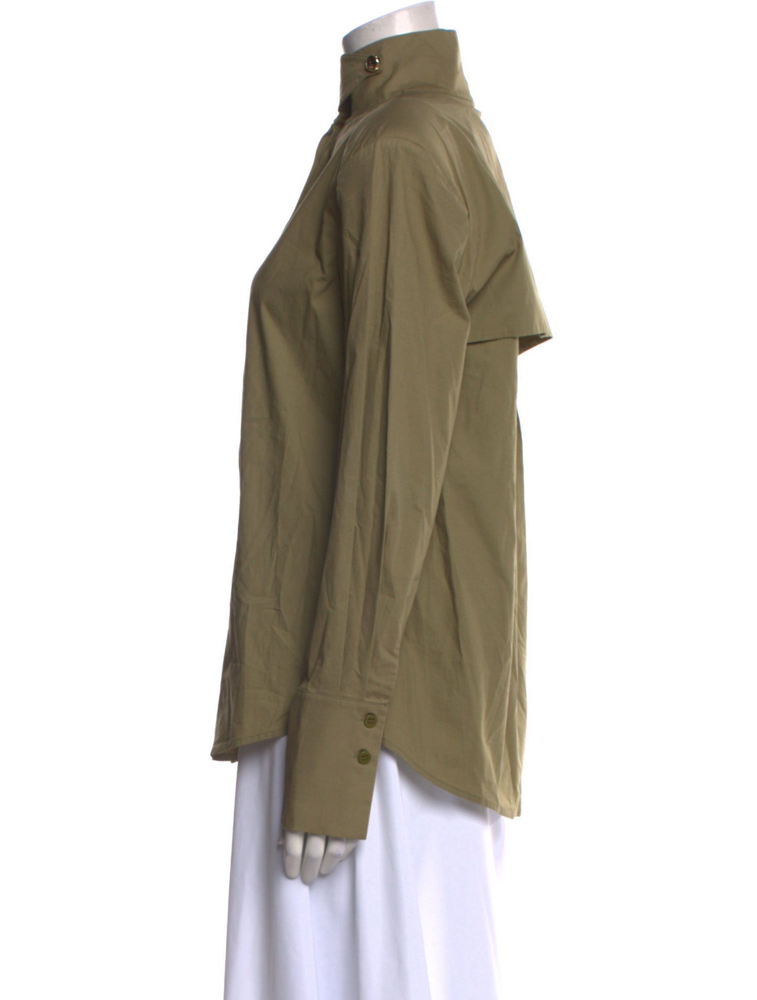 Atoir Mock Neck Long Sleeve Button-Up Top