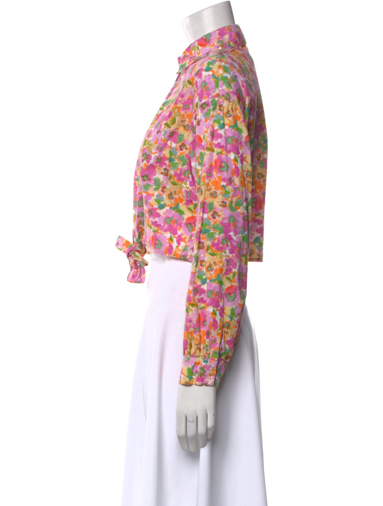 Atoir Floral Print Long Sleeve Crop Top