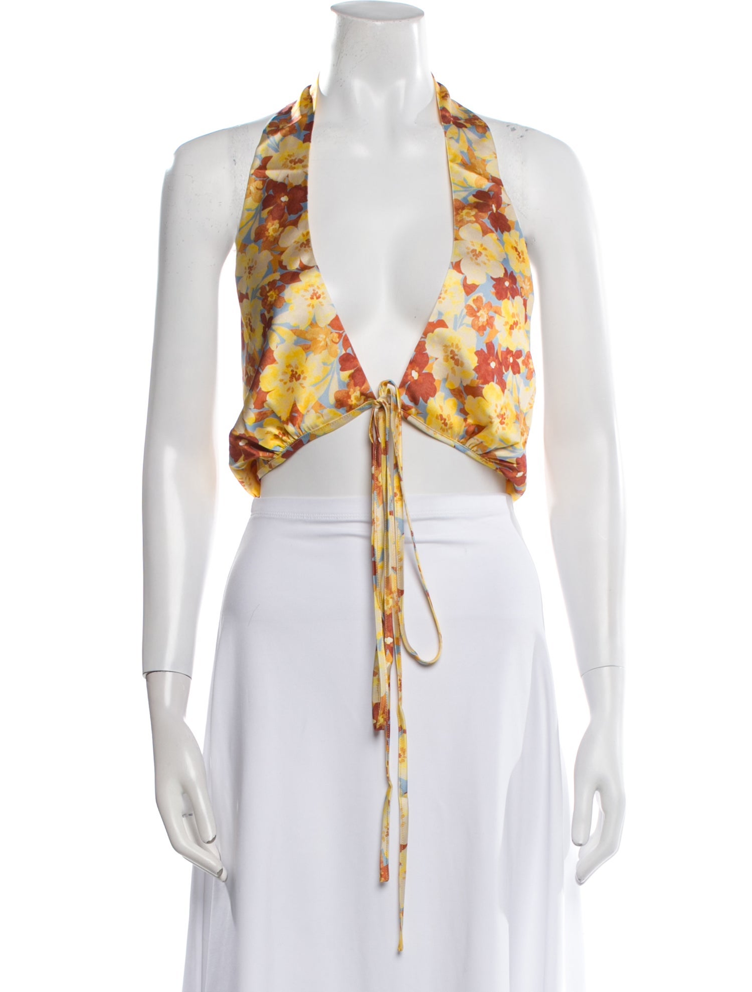 Atoir Floral Print V-Neck Crop Top