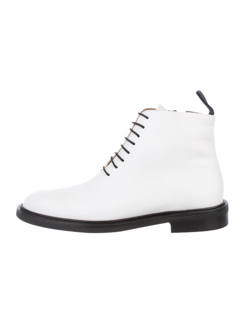 ATP Atelier Leather Round-Toe Ankle Boots White