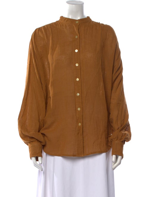 All That Remains Mock Neck Long Sleeve Button-Up Top