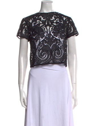 All That Remains Lace Pattern Crew Neck Crop Top