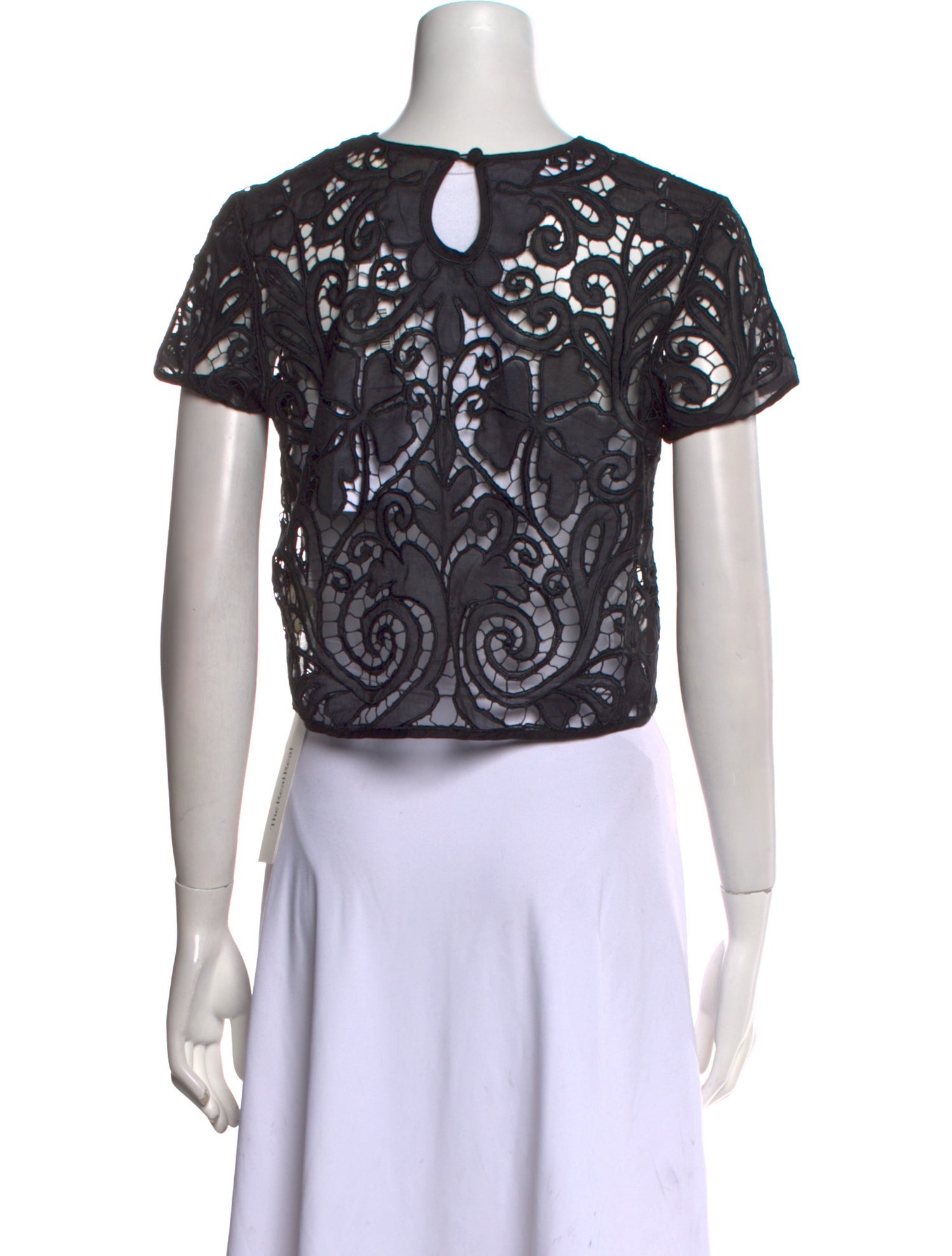 All That Remains Lace Pattern Crew Neck Crop Top