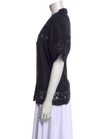 All That Remains Lace Pattern Short Sleeve Button-Up Top