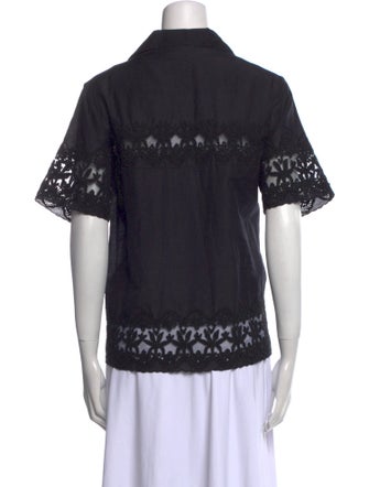 All That Remains Lace Pattern Short Sleeve Button-Up Top