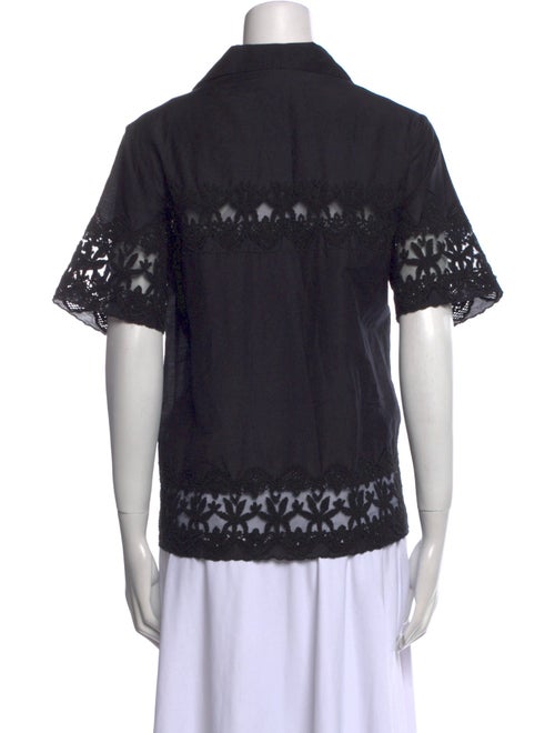 All That Remains Lace Pattern Short Sleeve Button-Up Top