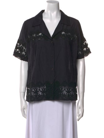 All That Remains Lace Pattern Short Sleeve Button-Up Top