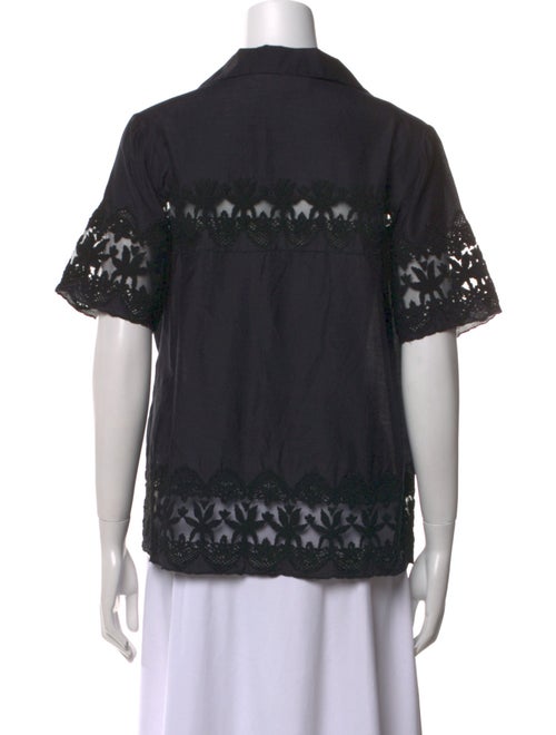 All That Remains Lace Pattern Short Sleeve Button-Up Top