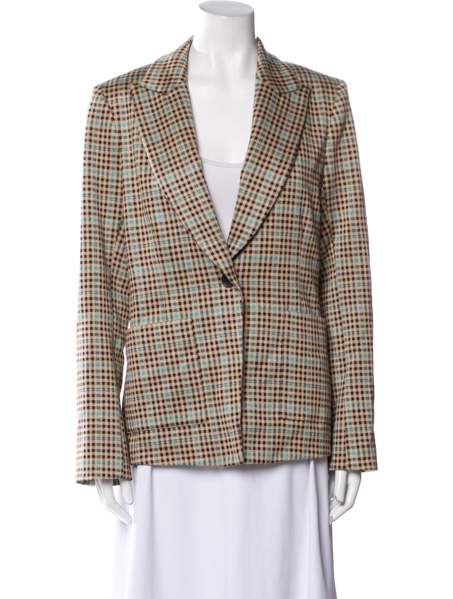 Argent Plaid Print Blazer