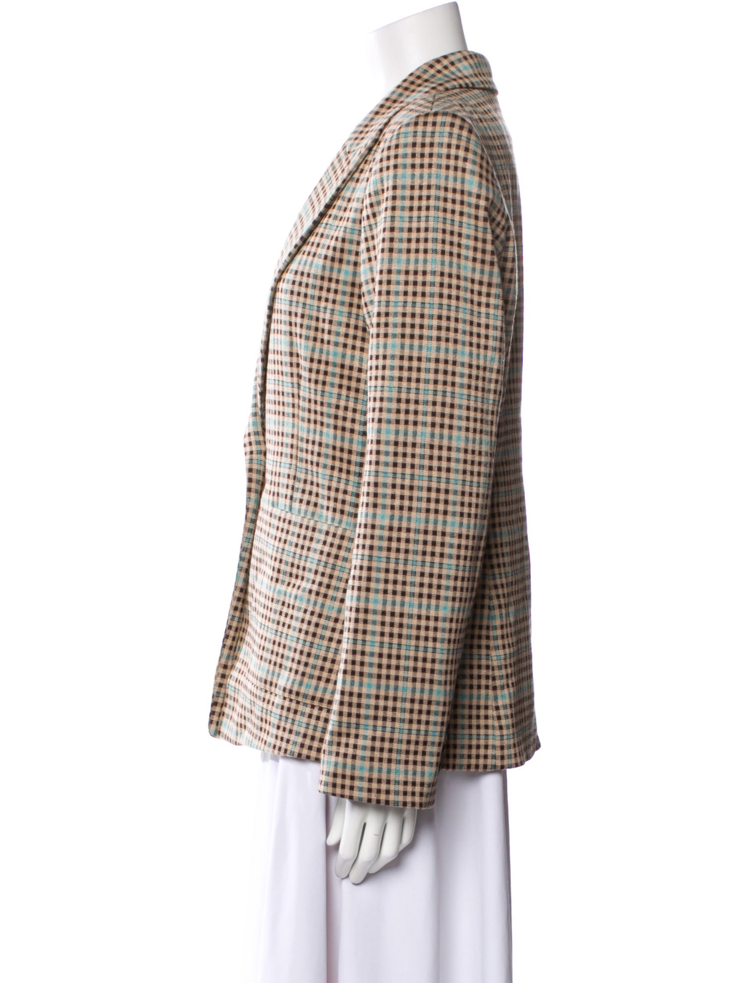 Argent Plaid Print Blazer