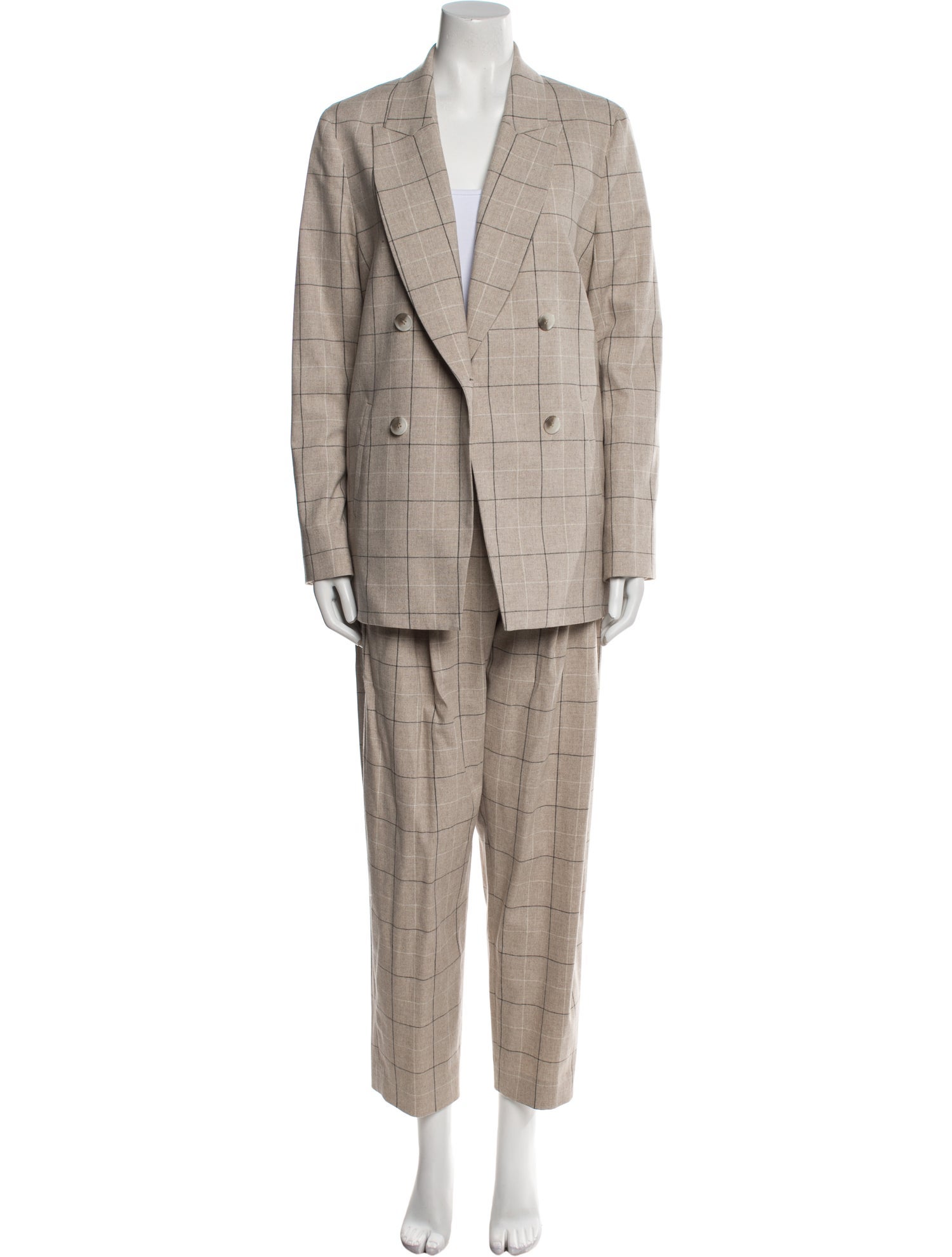 Argent Plaid Print Pantsuit