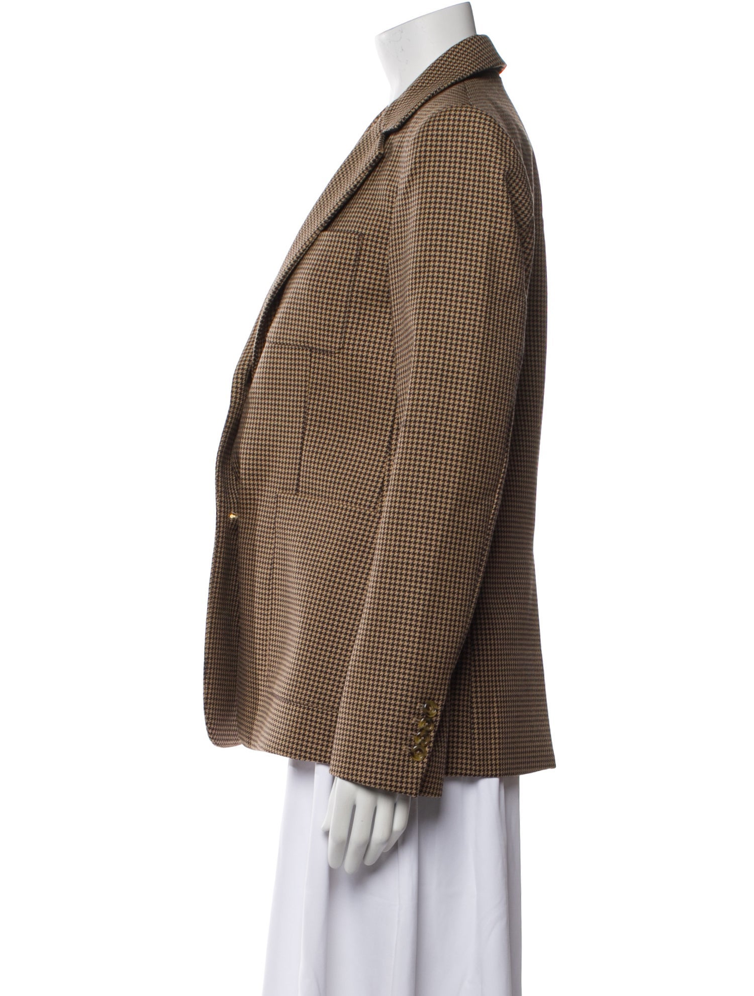 Argent Wool Houndstooth Print Blazer