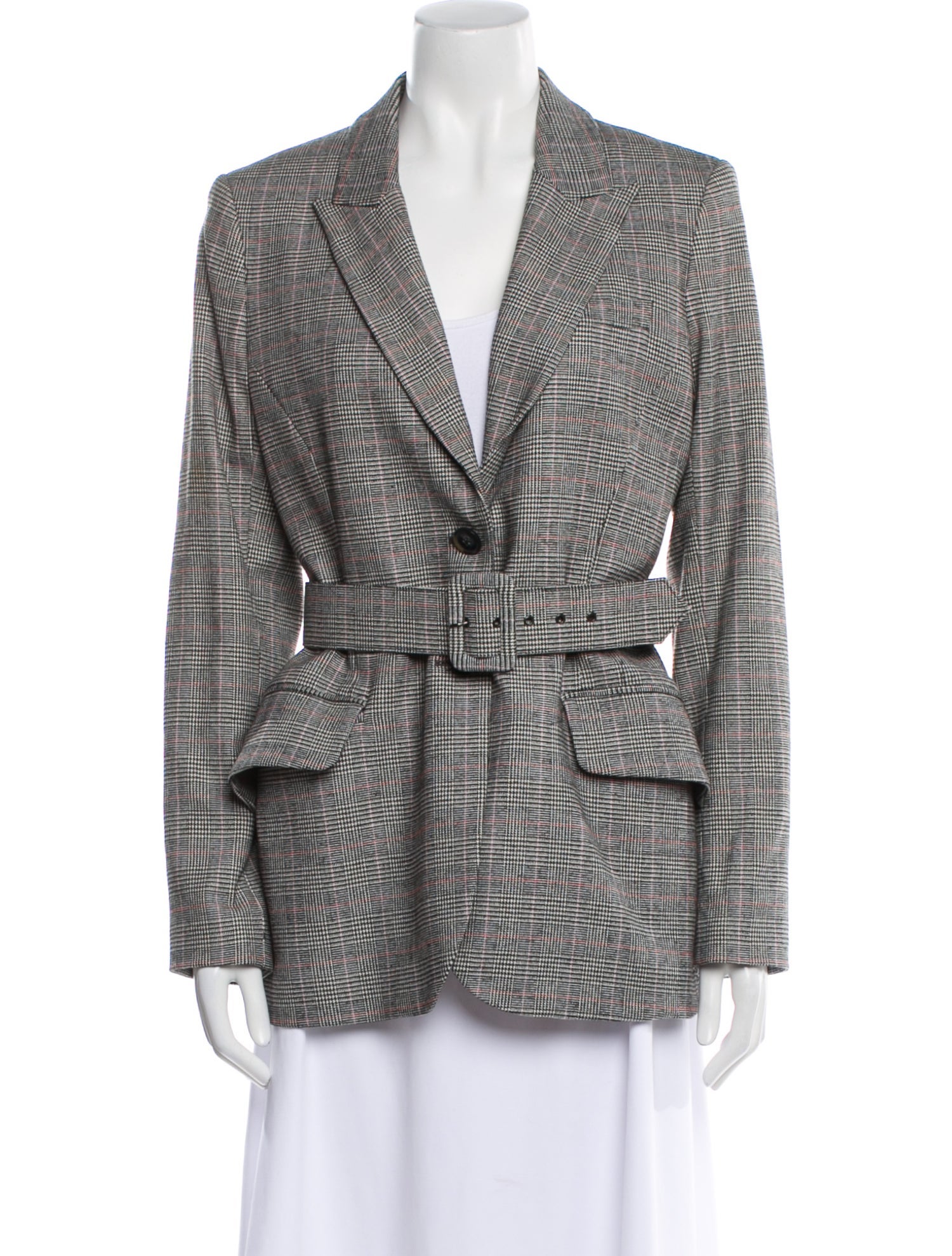 Argent Houndstooth Print Blazer
