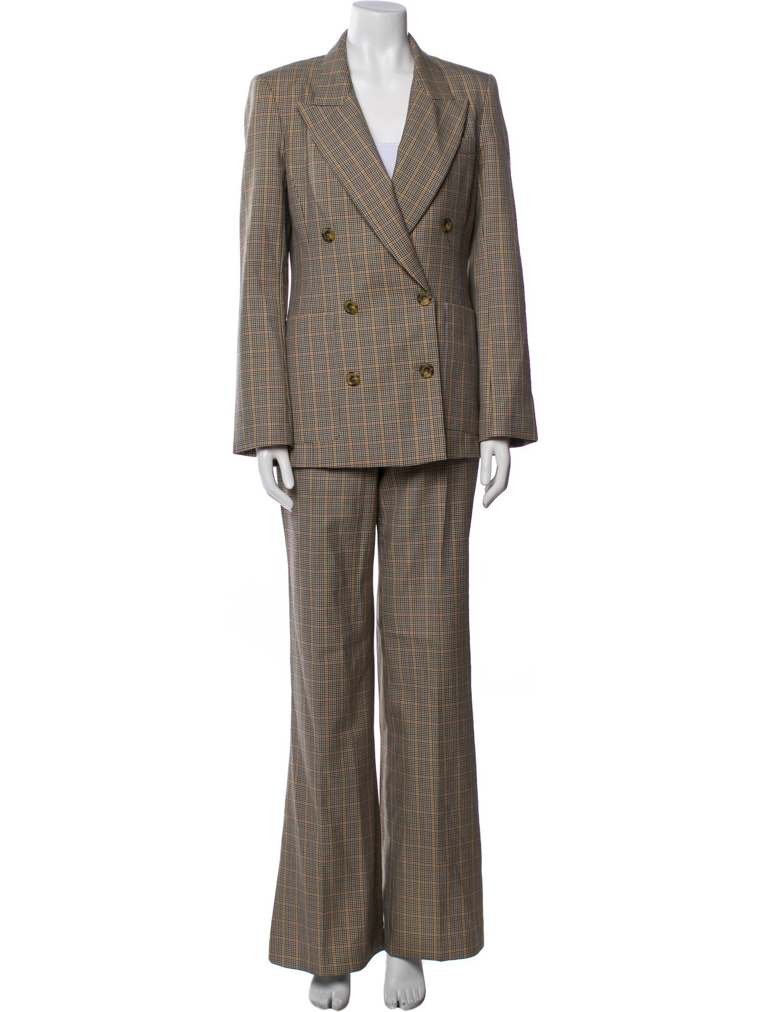 Argent Plaid Print Pantsuit