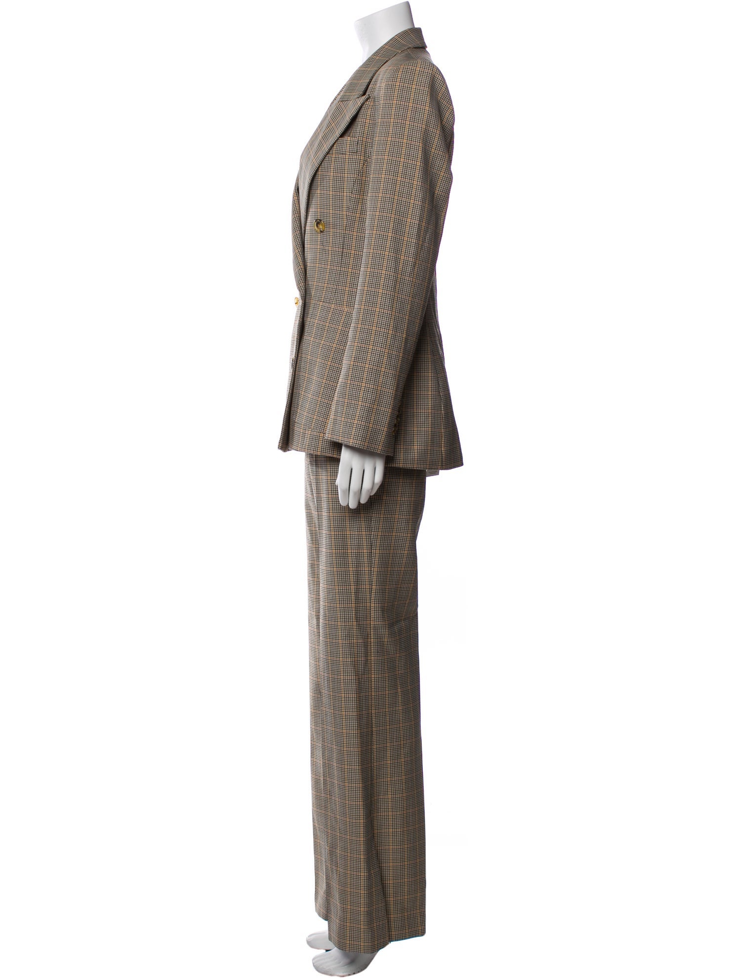 Argent Plaid Print Pantsuit