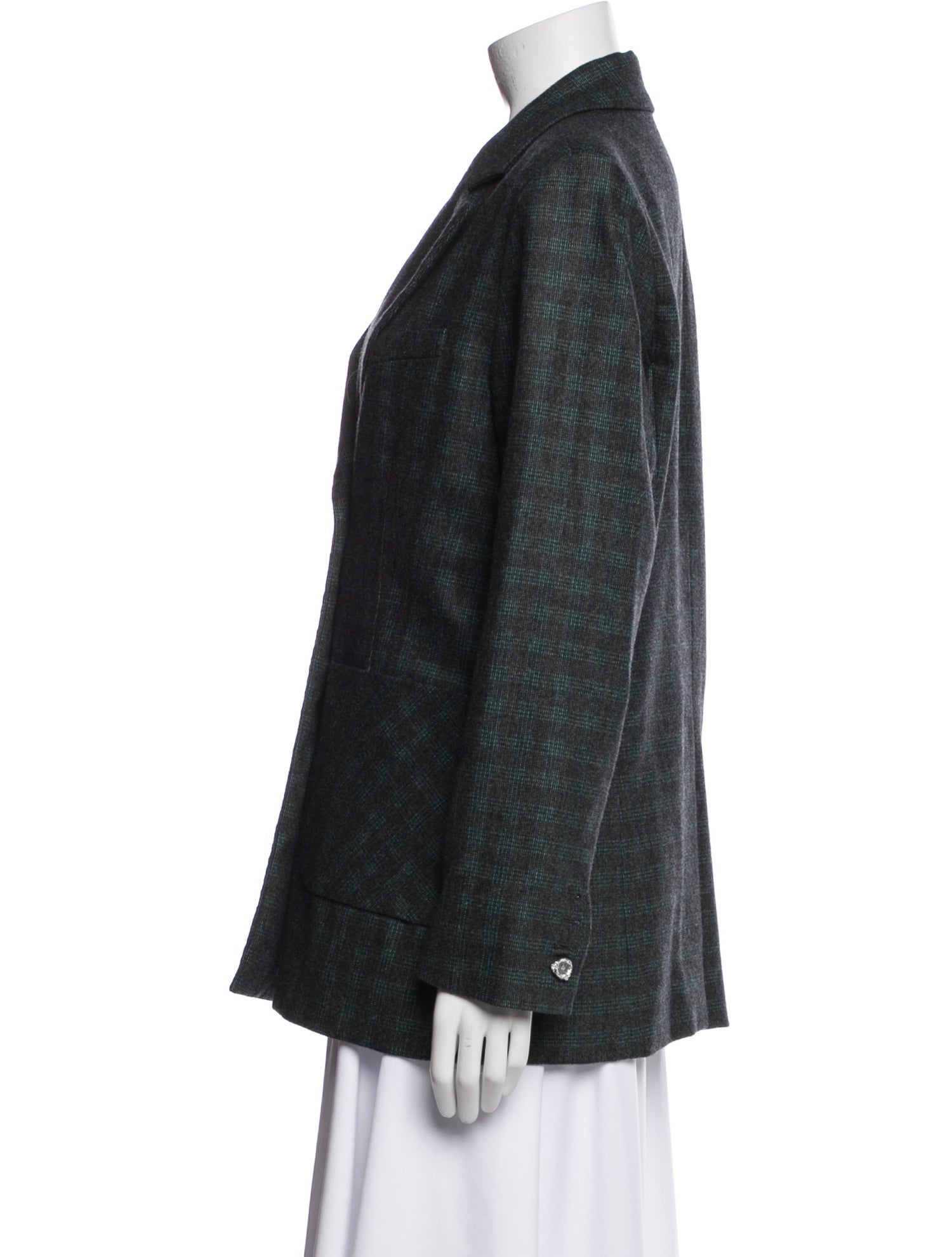Argent Wool Plaid Print Blazer