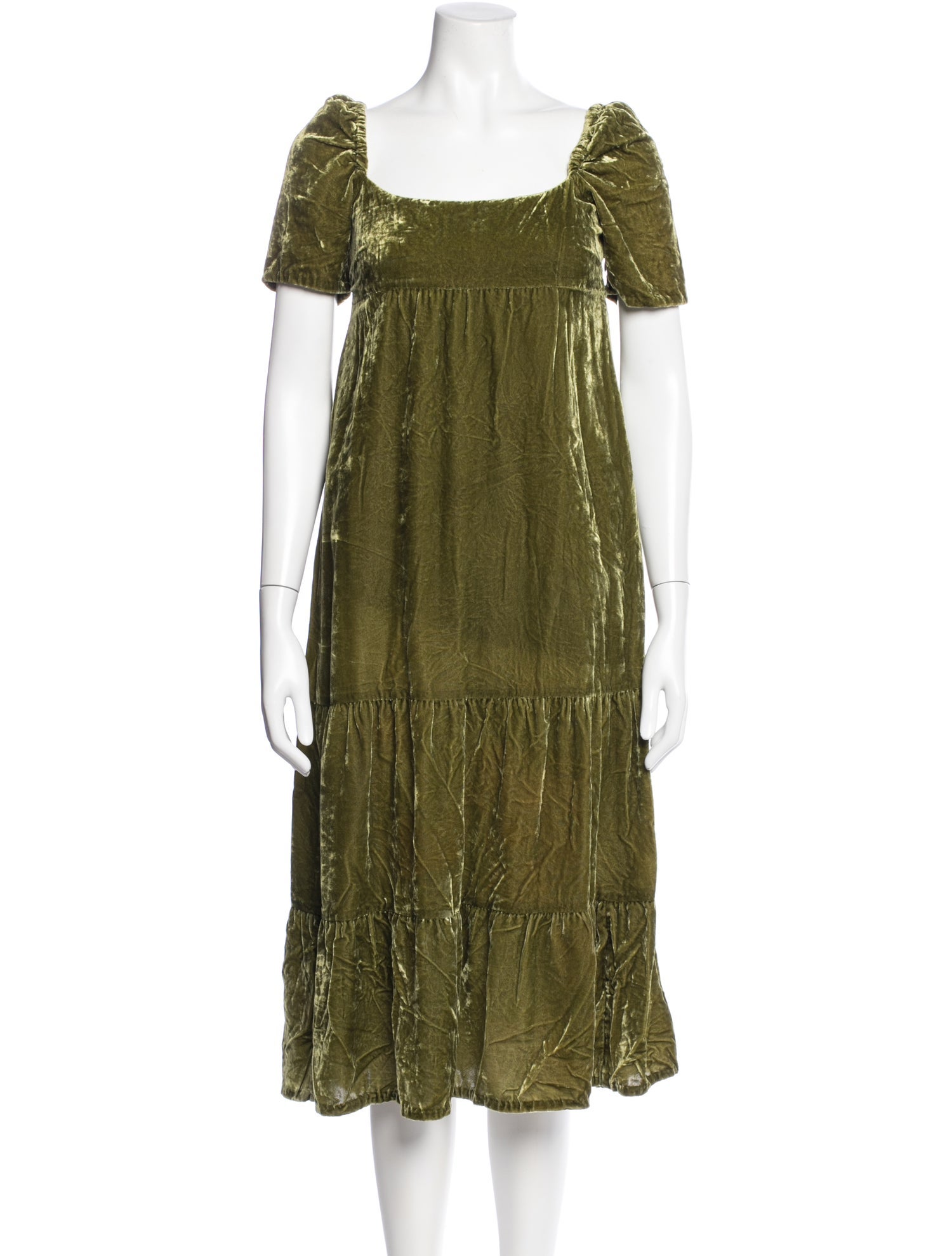 anthropologie green ruffle dress Ruffle Shoulder Tiered Dress – Fashionably