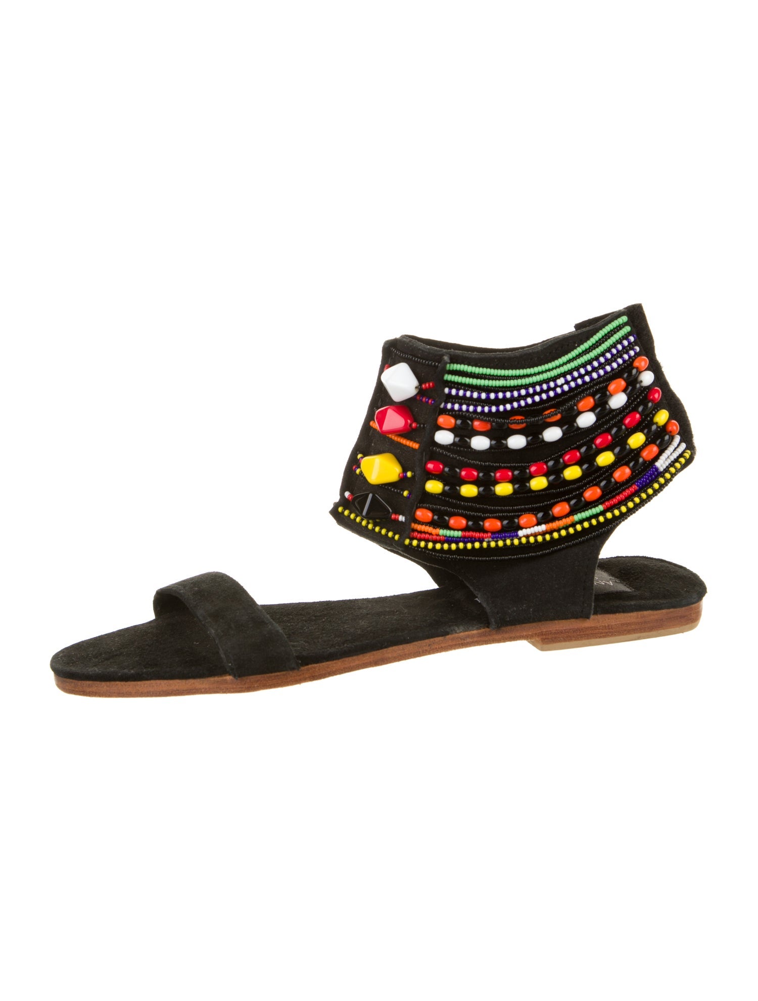 Anna Trzebinski Suede Beaded Accents Slingback Sandals
