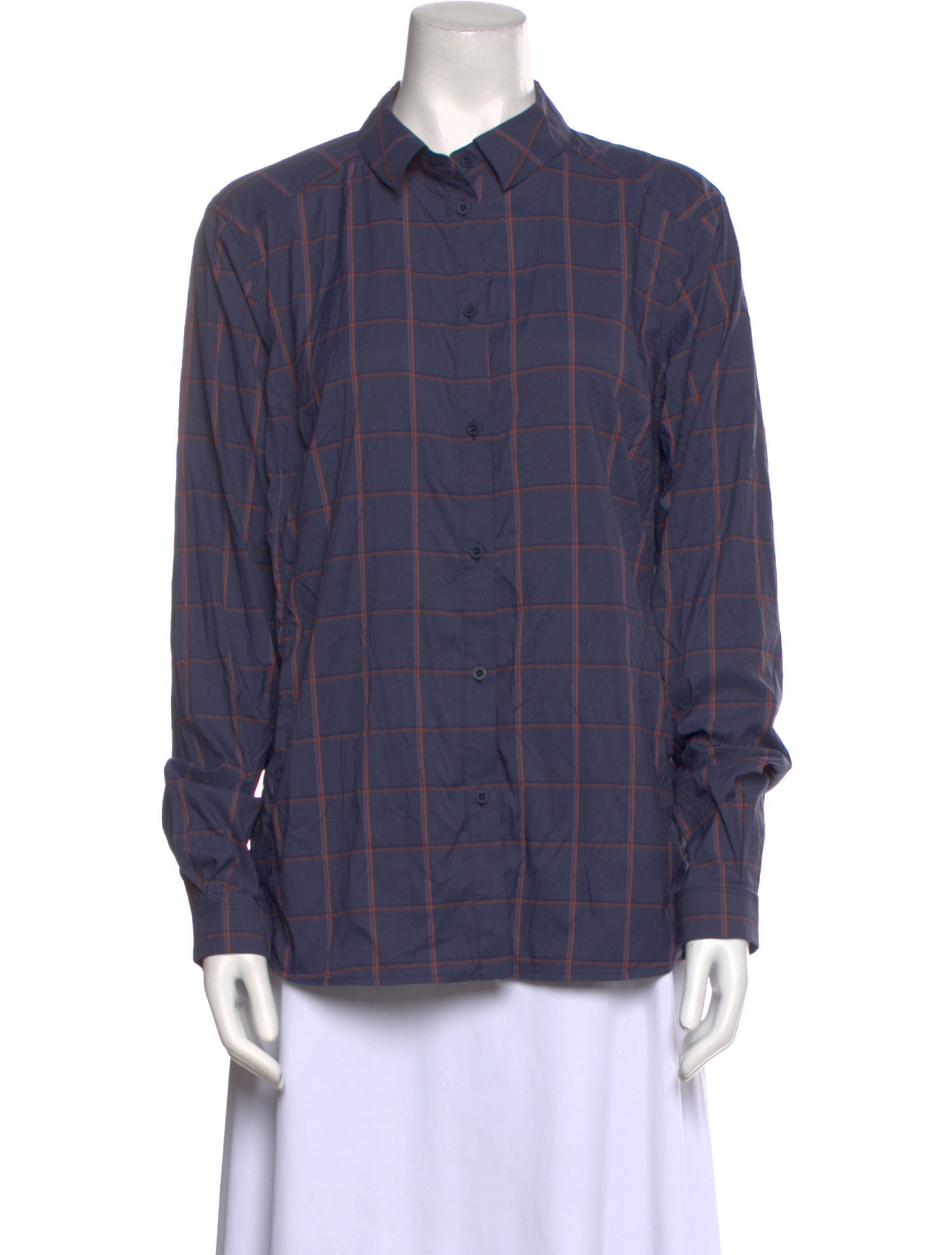 Arc'Teryx Nylon Plaid Print Button-Up Top