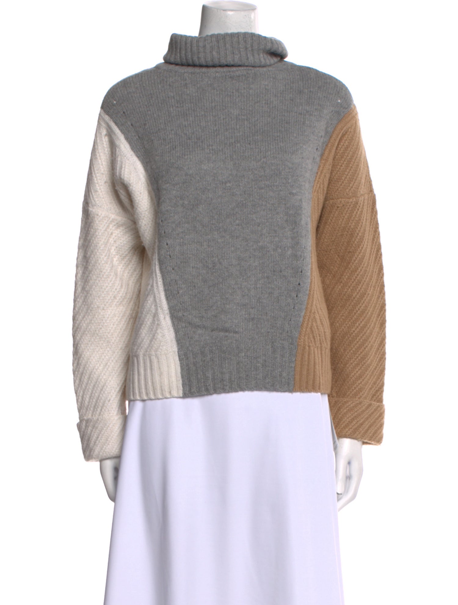 Autumn Cashmere Colorblock Pattern Turtleneck Sweater
