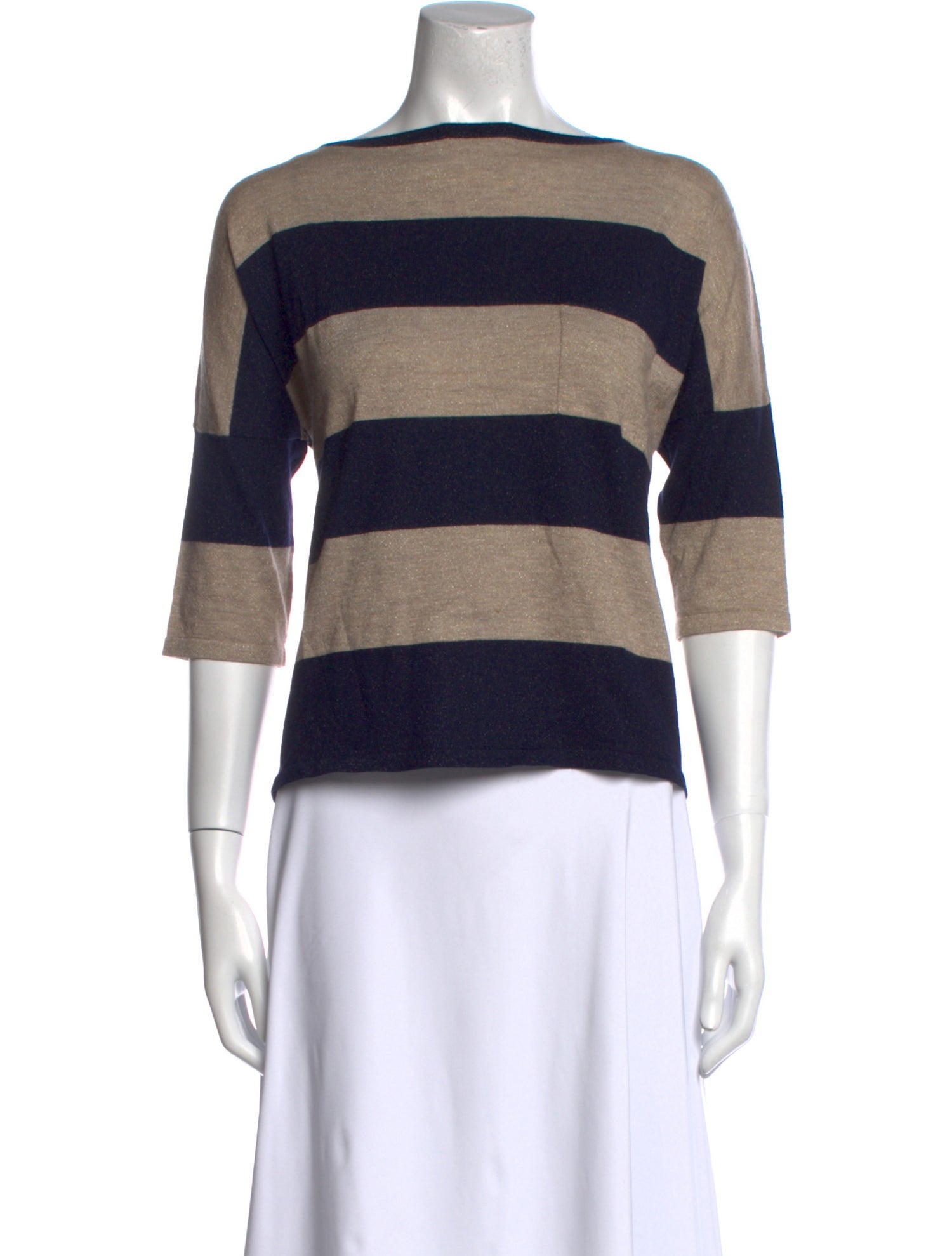 Autumn Cashmere Striped Bateau Neckline Sweater