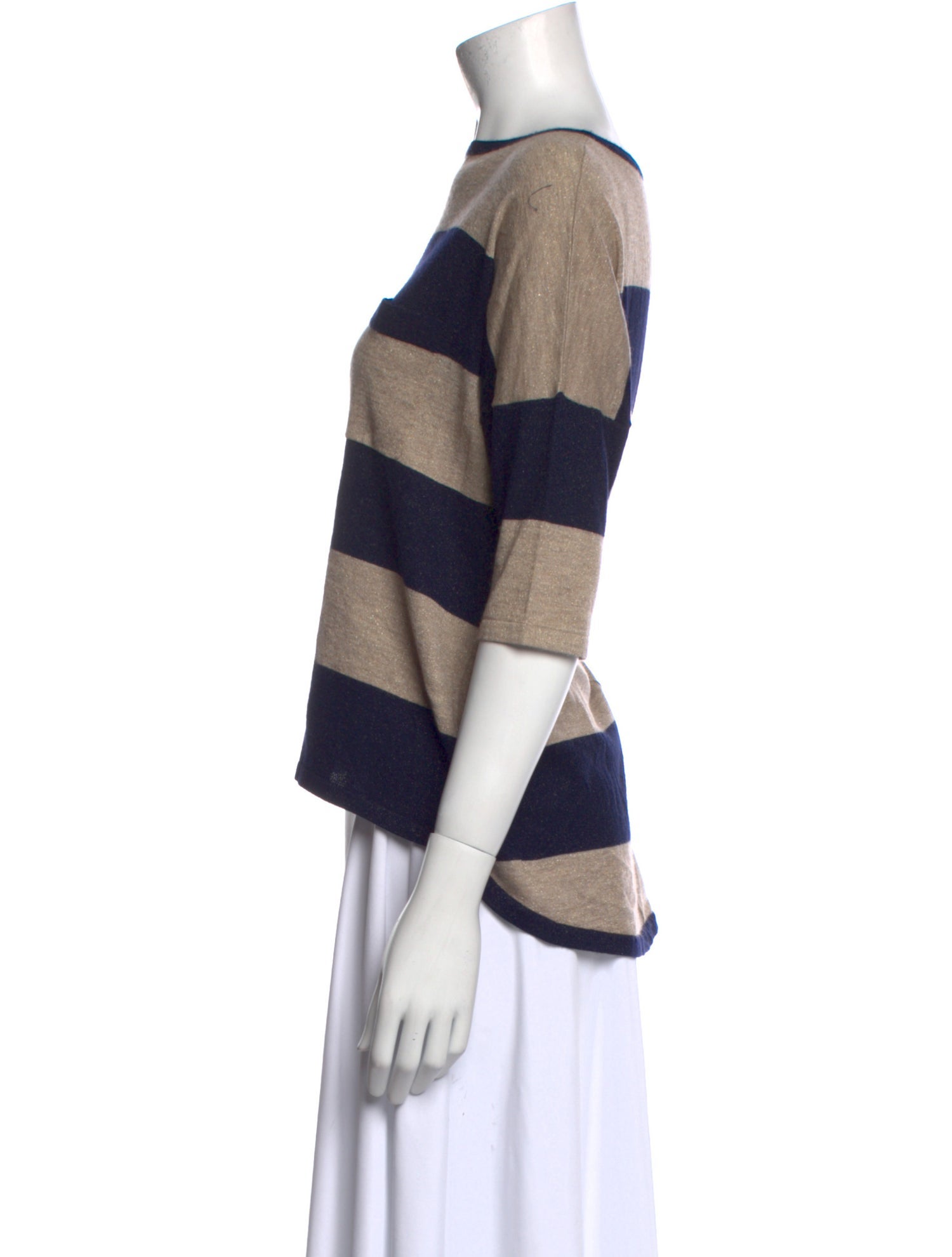 Autumn Cashmere Striped Bateau Neckline Sweater