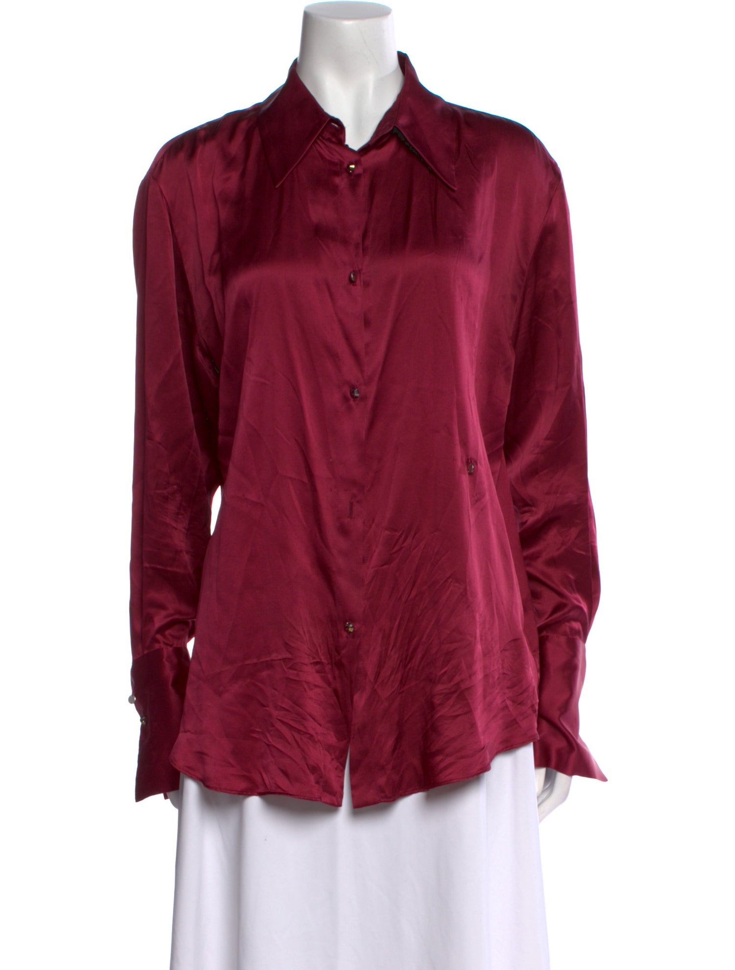 GAUGE81 Silk Long Sleeve Button-Up Top