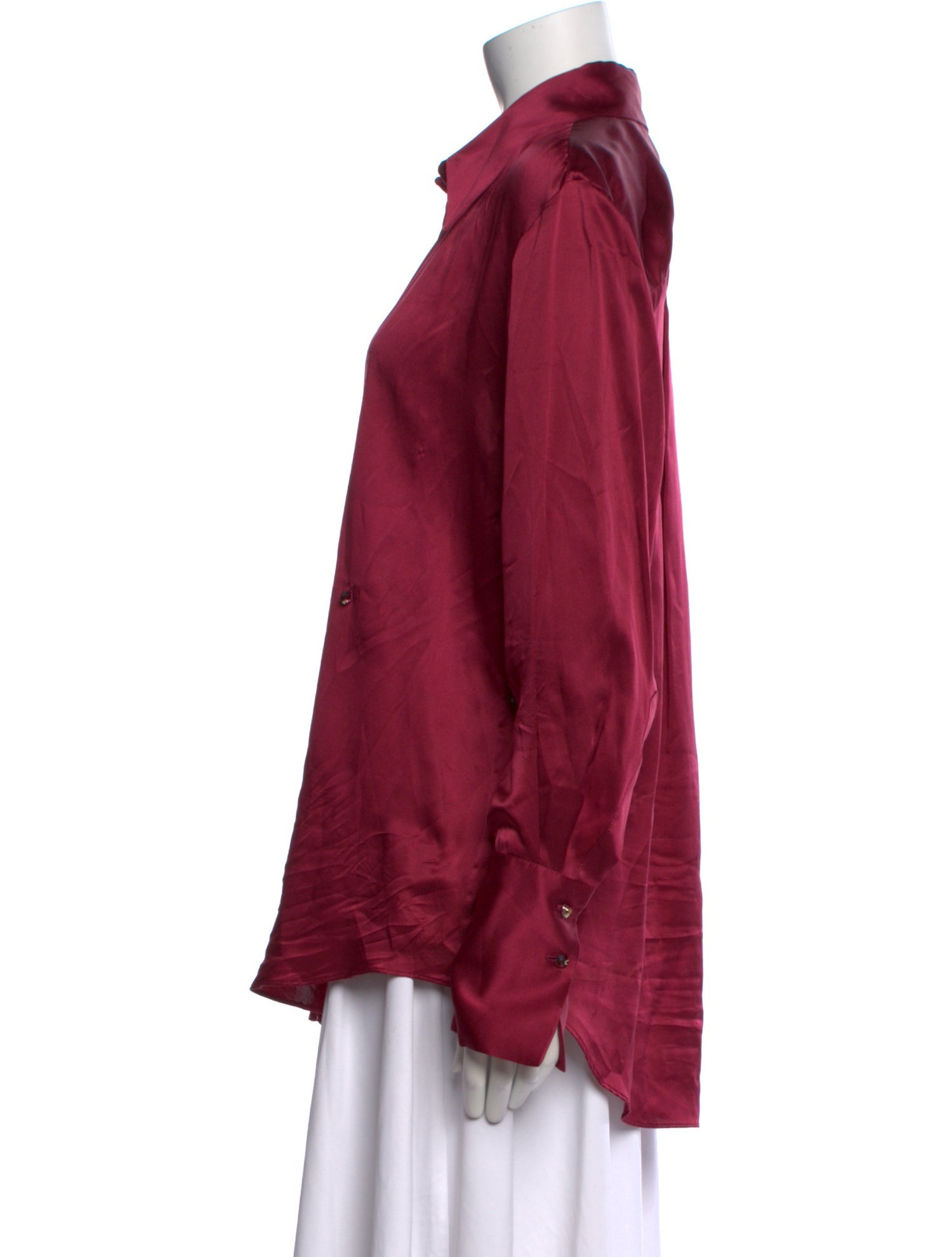 GAUGE81 Silk Long Sleeve Button-Up Top