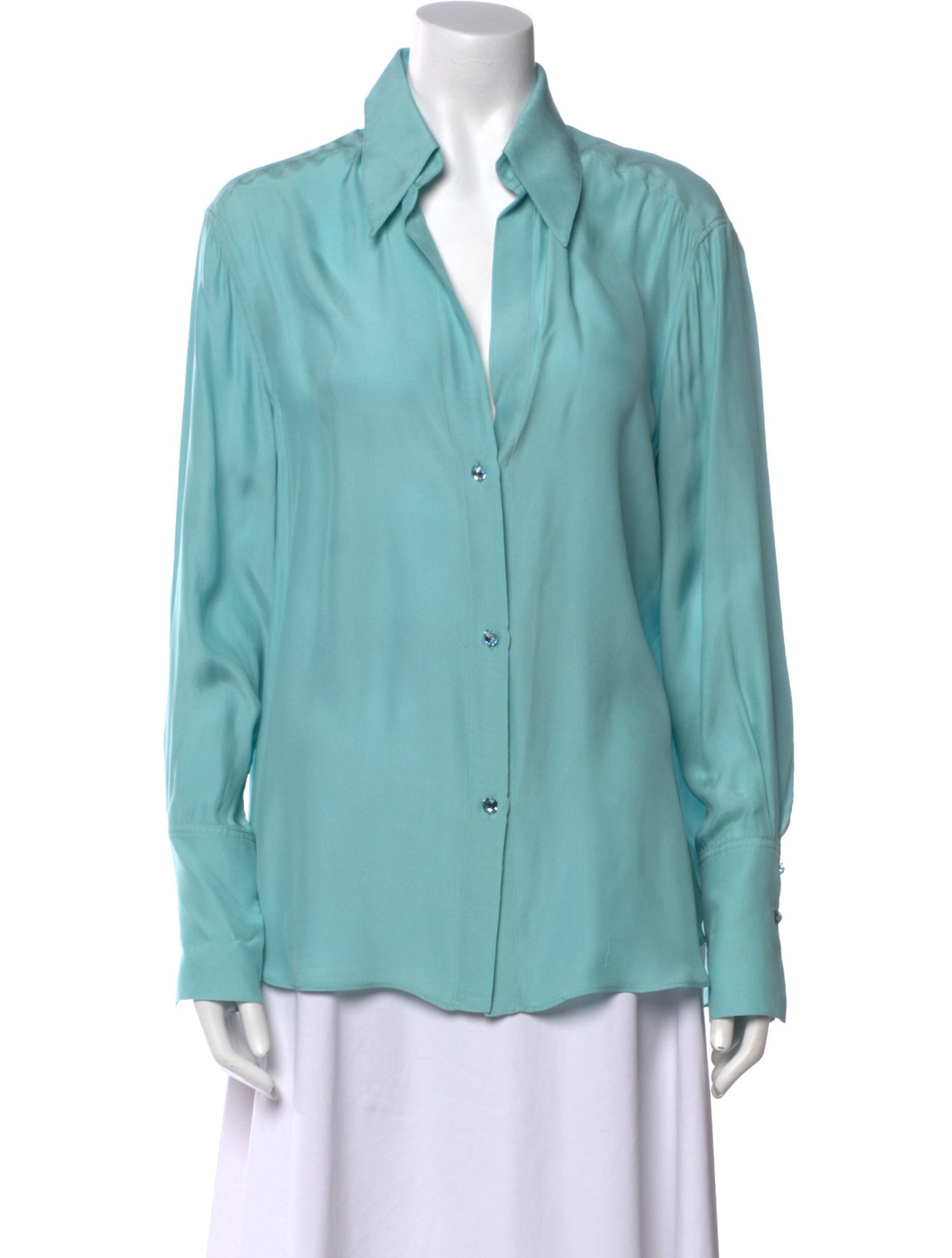 GAUGE81 Silk Long Sleeve Button-Up Top