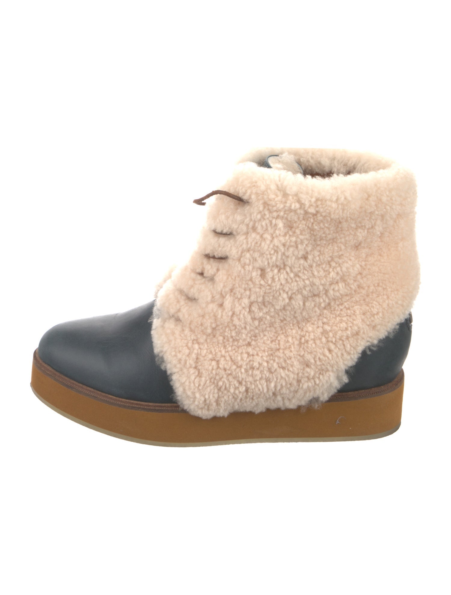 Australia Luxe Collective Leather Colorblock Pattern Lace-Up Boots