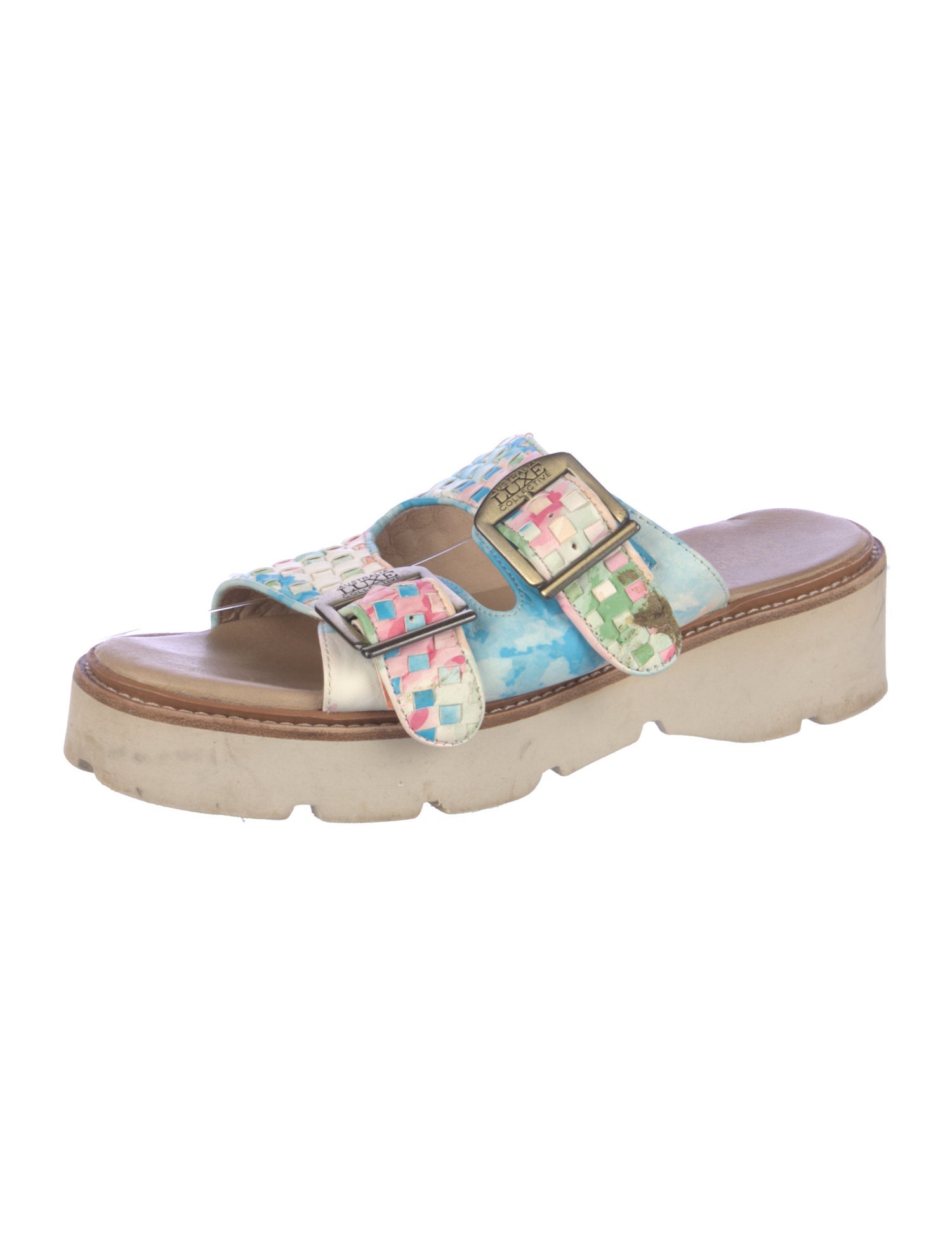 Australia Luxe Collective Leather Floral Print Slides