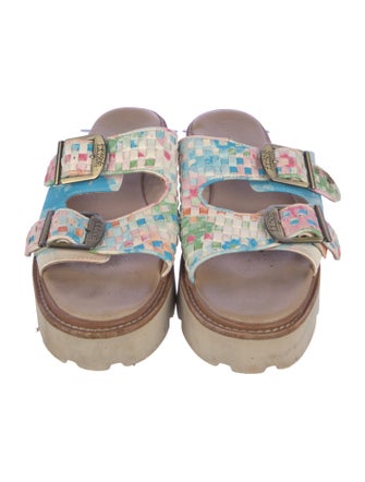 Australia Luxe Collective Leather Floral Print Slides