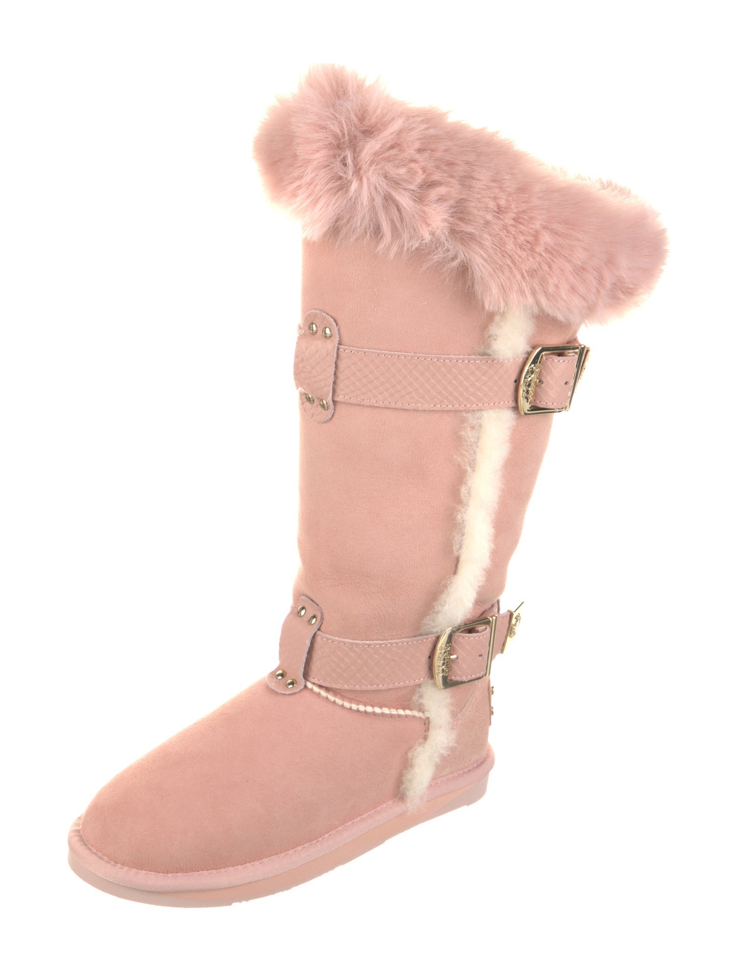 Australia Luxe Collective Suede Faux Fur Trim Moto Boots