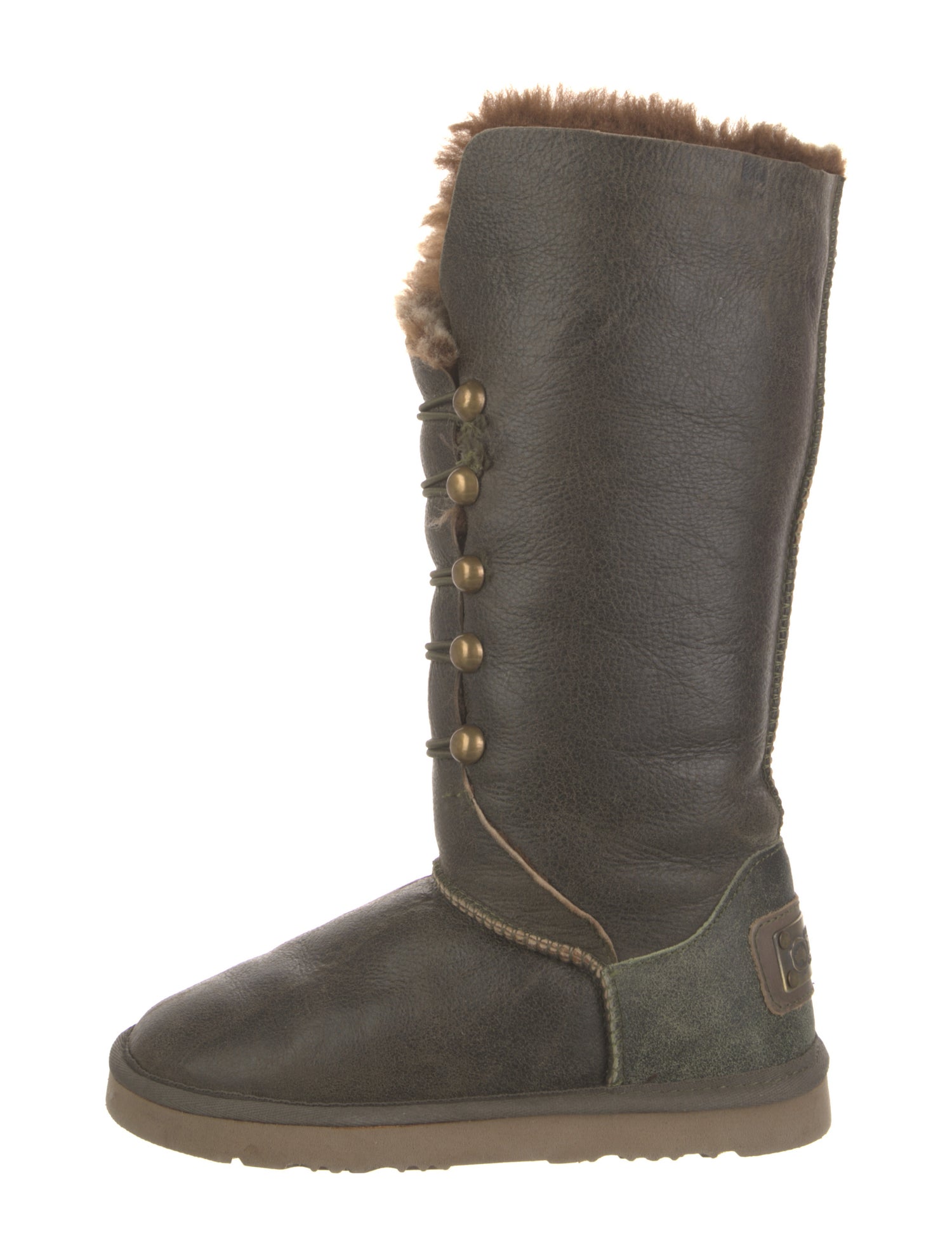 Australia Luxe Collective Leather Fur Trim Lace-Up Boots