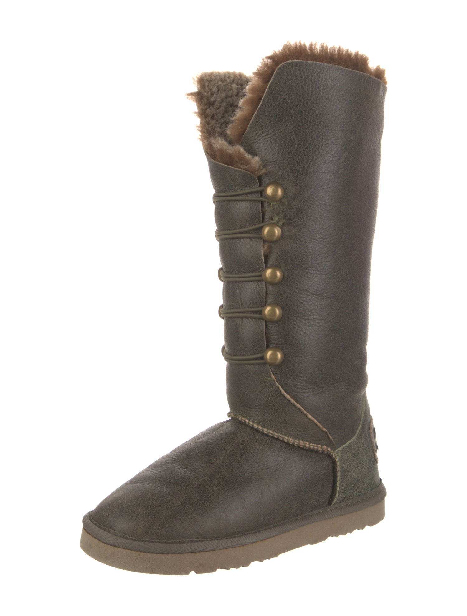 Australia Luxe Collective Leather Fur Trim Lace-Up Boots