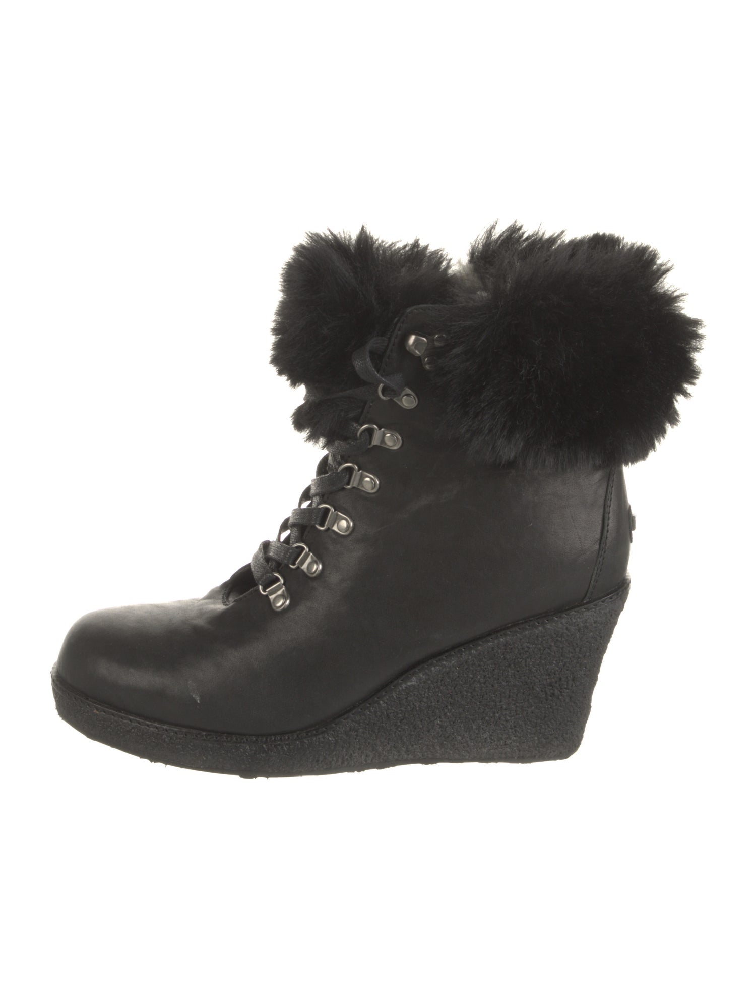 Australia Luxe Collective Leather Faux Fur Trim Lace-Up Boots