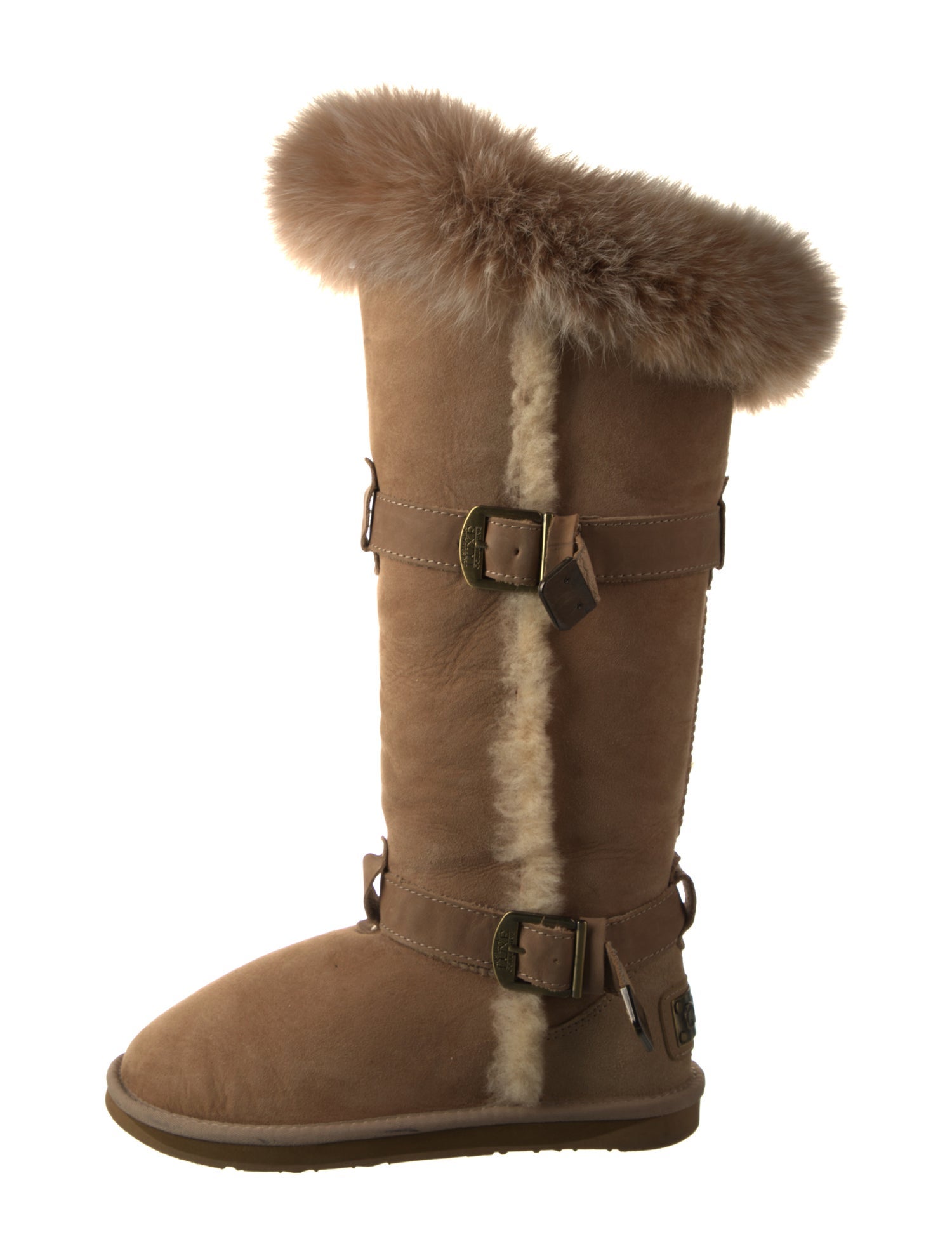 Australia Luxe Collective Suede Fur Trim Lace-Up Boots