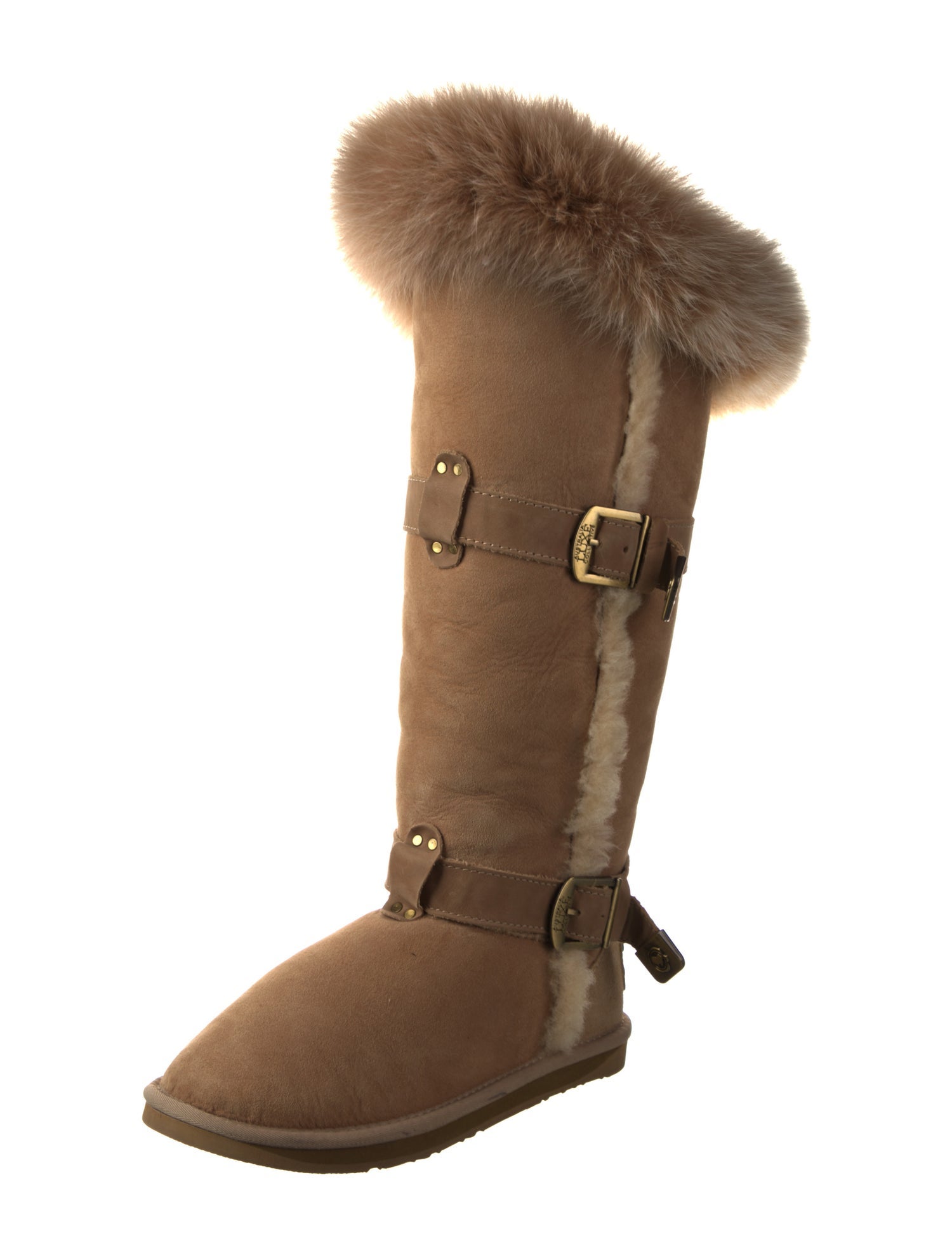 Australia Luxe Collective Suede Fur Trim Lace-Up Boots