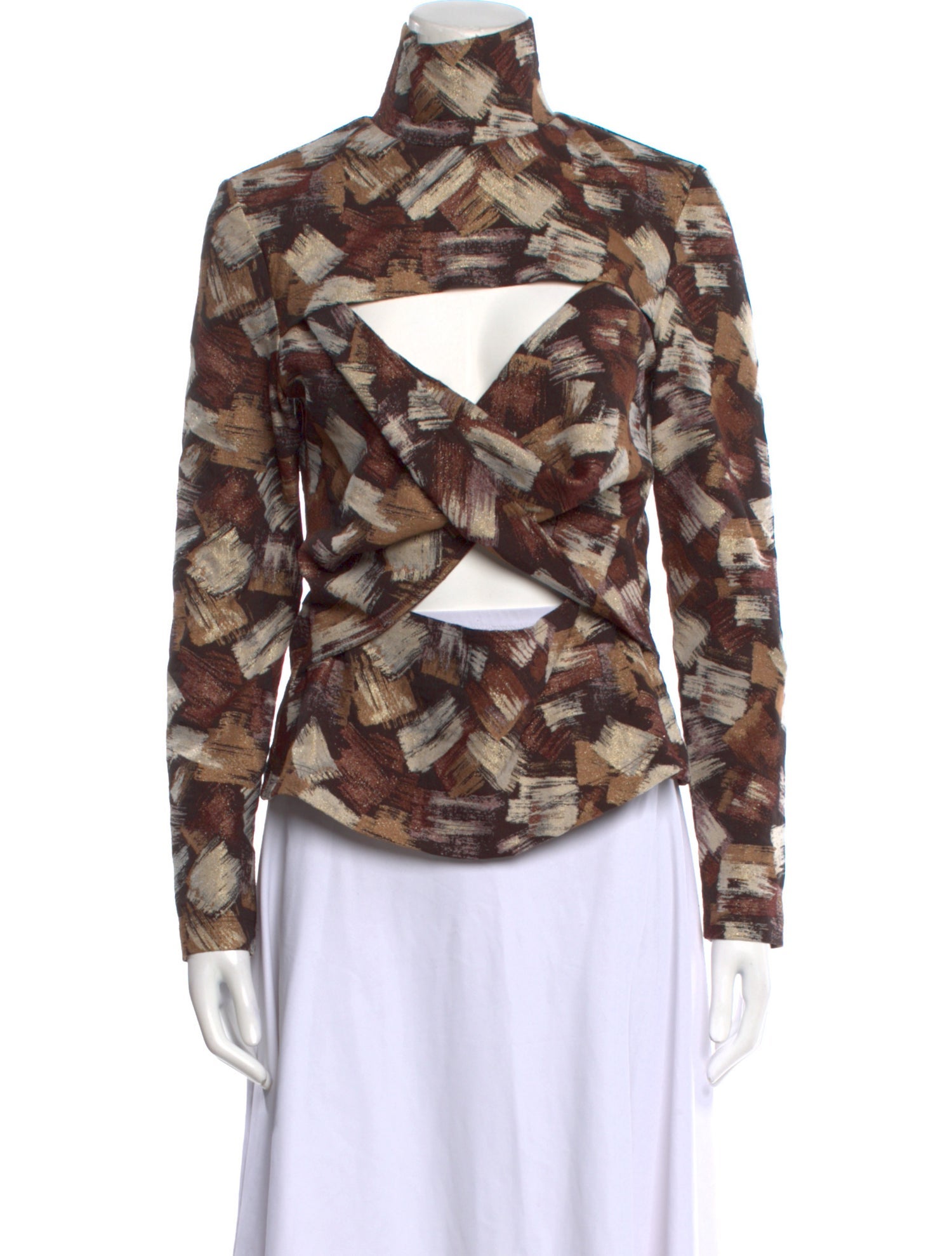 Autumn Adeigbo Printed Turtleneck Blouse