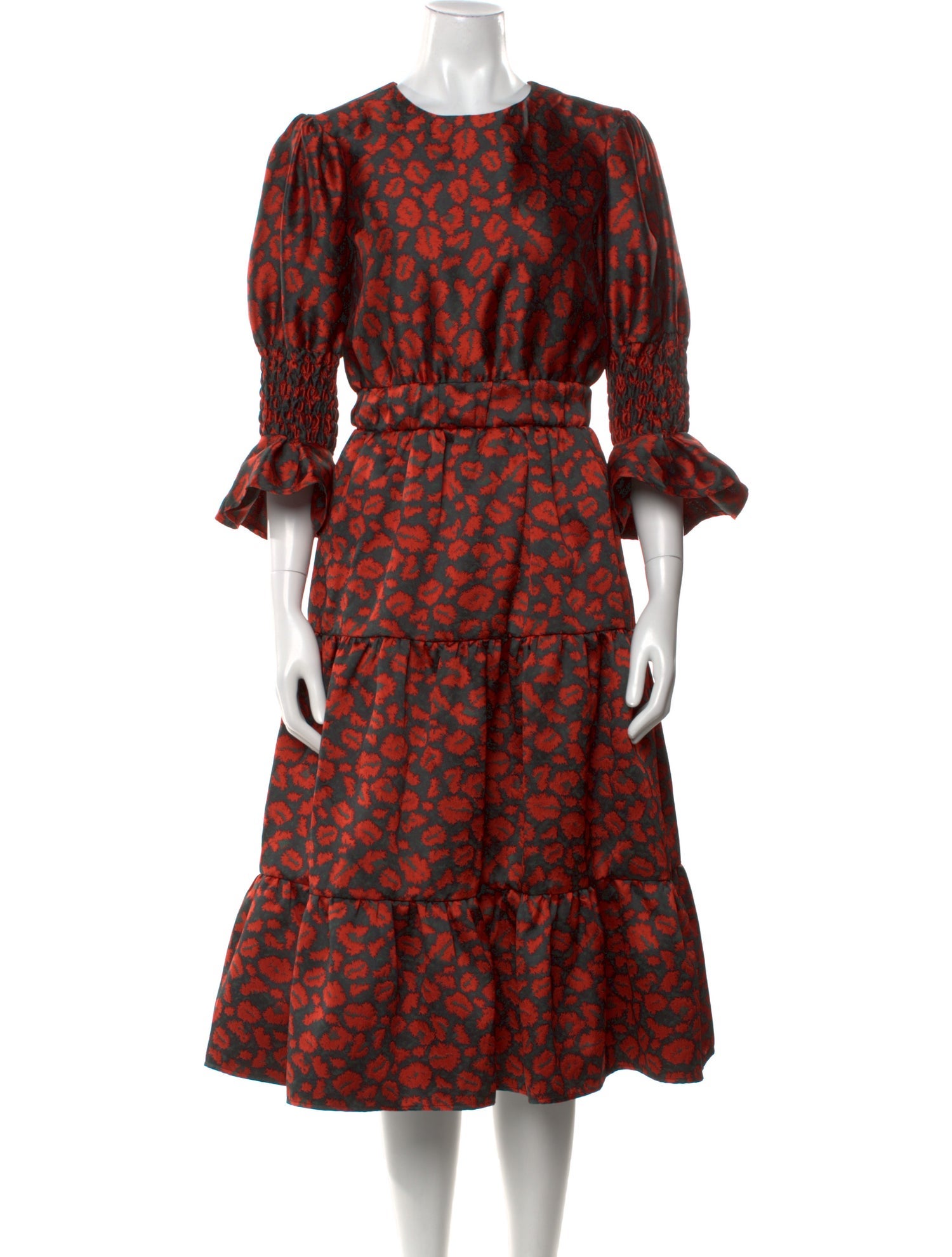 Autumn Adeigbo Animal Print Midi Length Dress