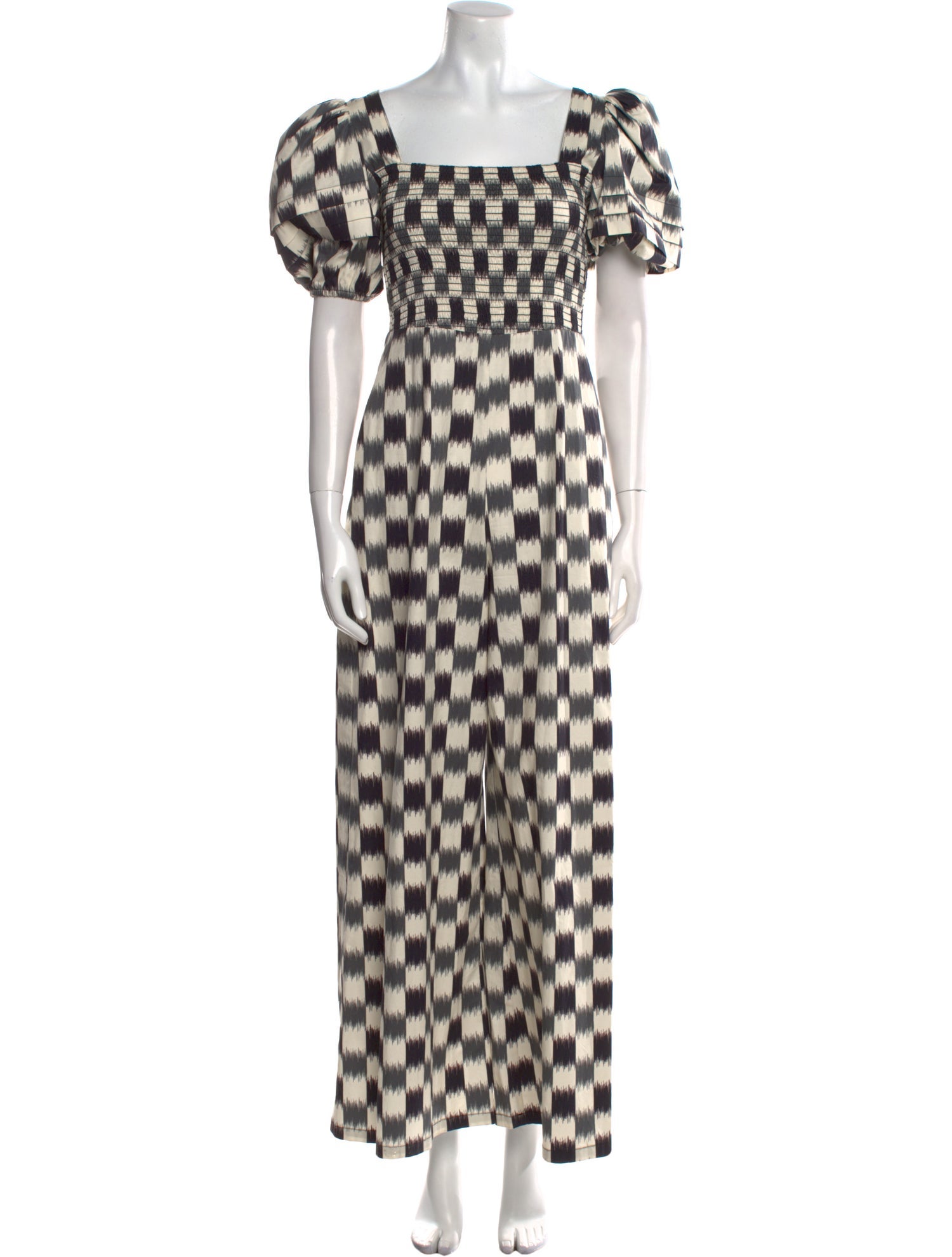 Autumn Adeigbo Plaid Print Square Neckline Jumpsuit