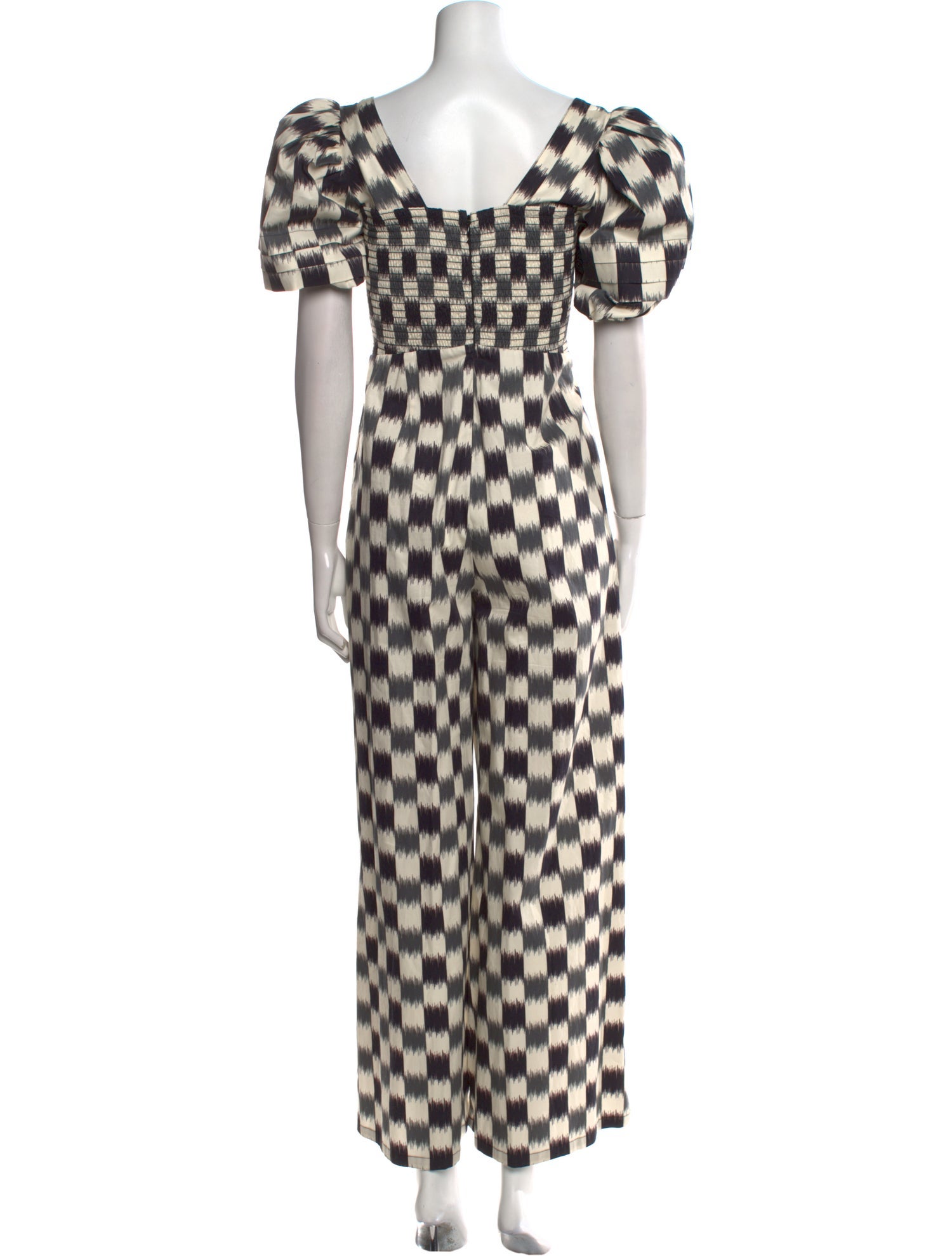 Autumn Adeigbo Plaid Print Square Neckline Jumpsuit