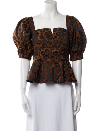 Autumn Adeigbo Animal Print Square Neckline Crop Top