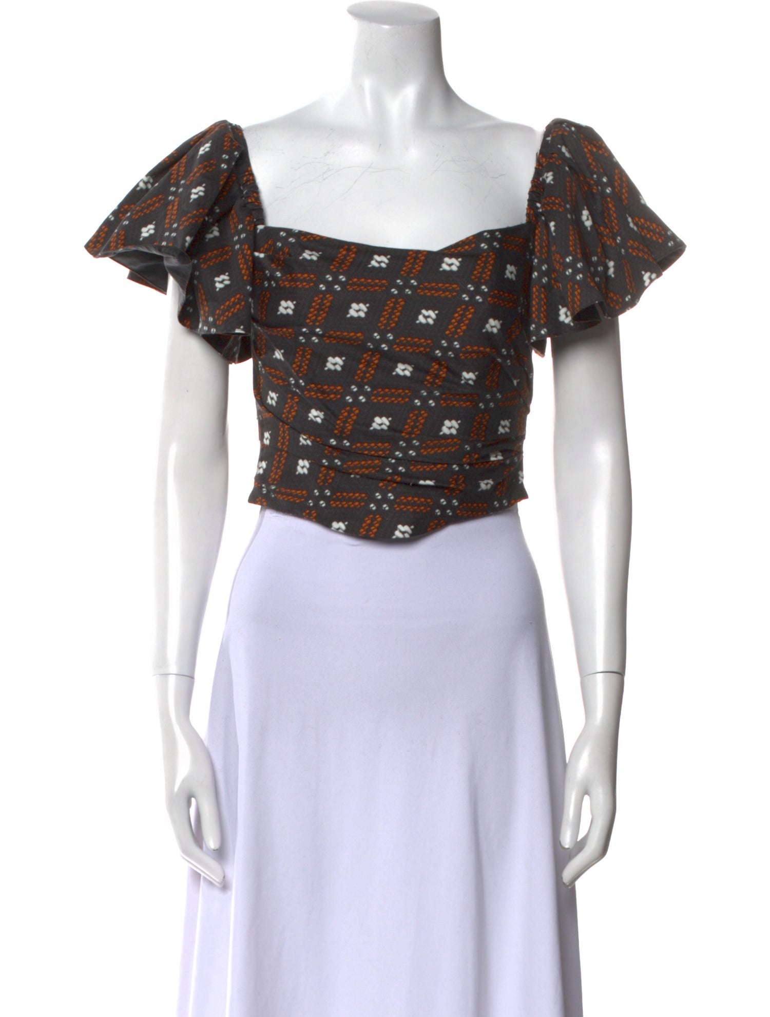 Autumn Adeigbo Printed Square Neckline Crop Top