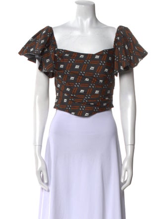 Autumn Adeigbo Printed Square Neckline Crop Top
