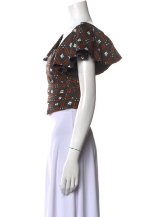 Autumn Adeigbo Printed Square Neckline Crop Top